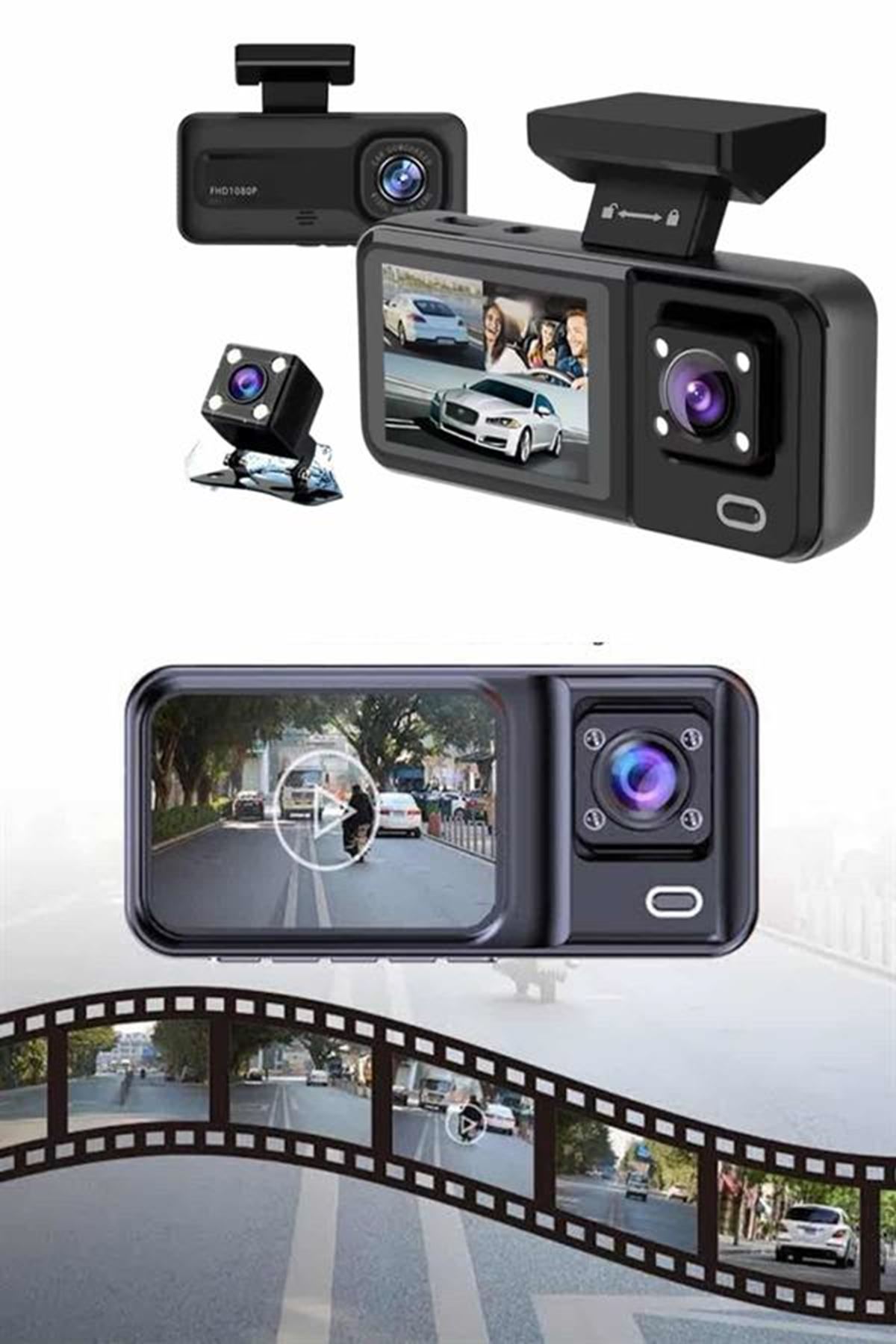 Ön ve Arka Kameralı 2 İnç 1080P Full HD DVR Araç İçi Ekran