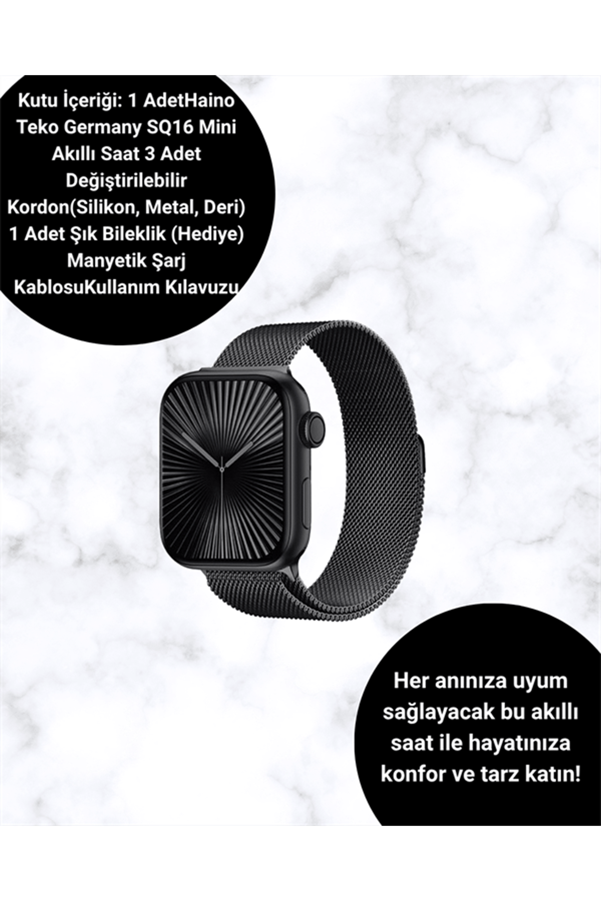 Akıllı Saat SQ-16 Mini Series 10 | Unisex Tasarım, Sağlık ve Spor Takibi