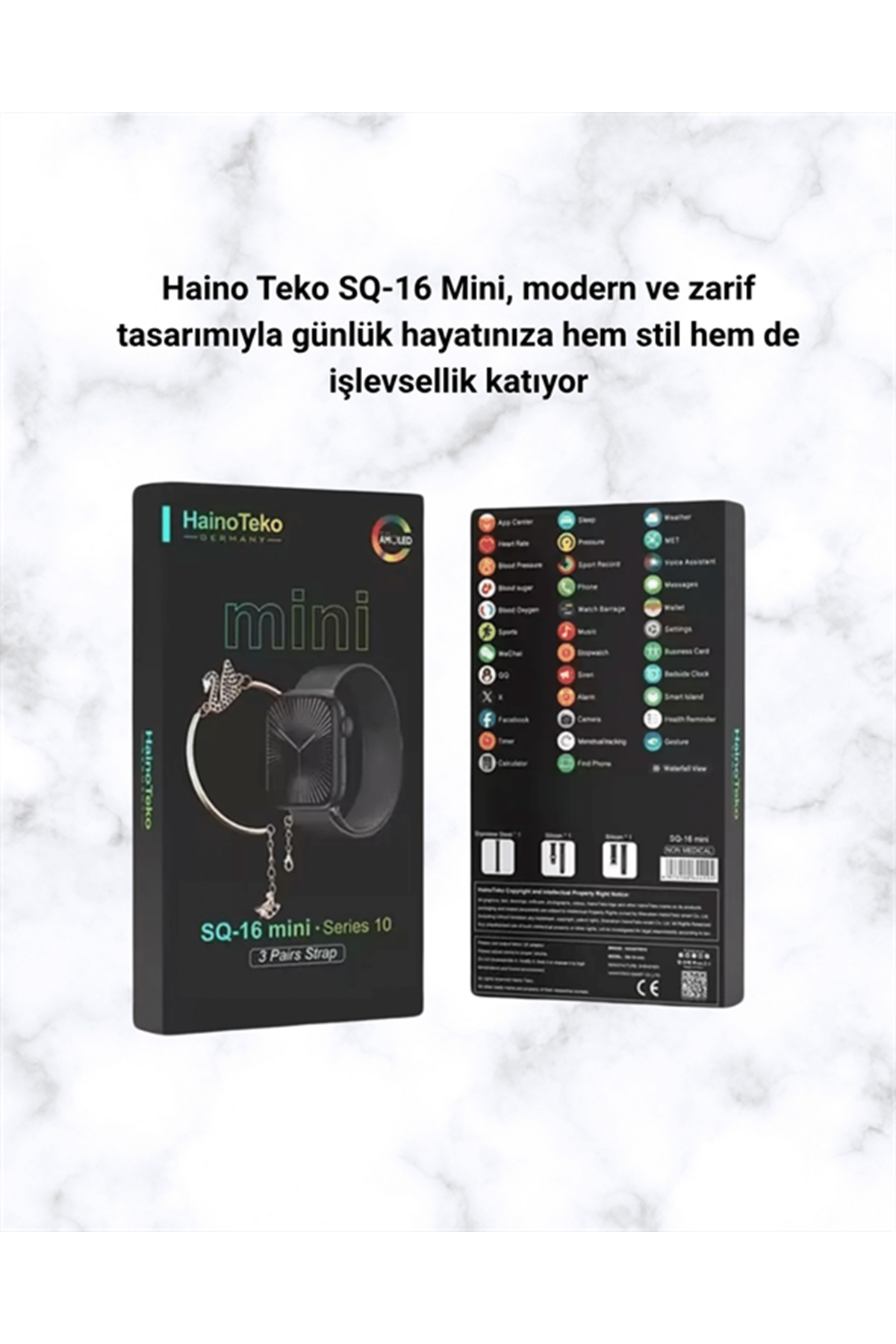 SQ-16 Mini Series 10 Akıllı Saat – 3 Kordon + Hediye Bileklik