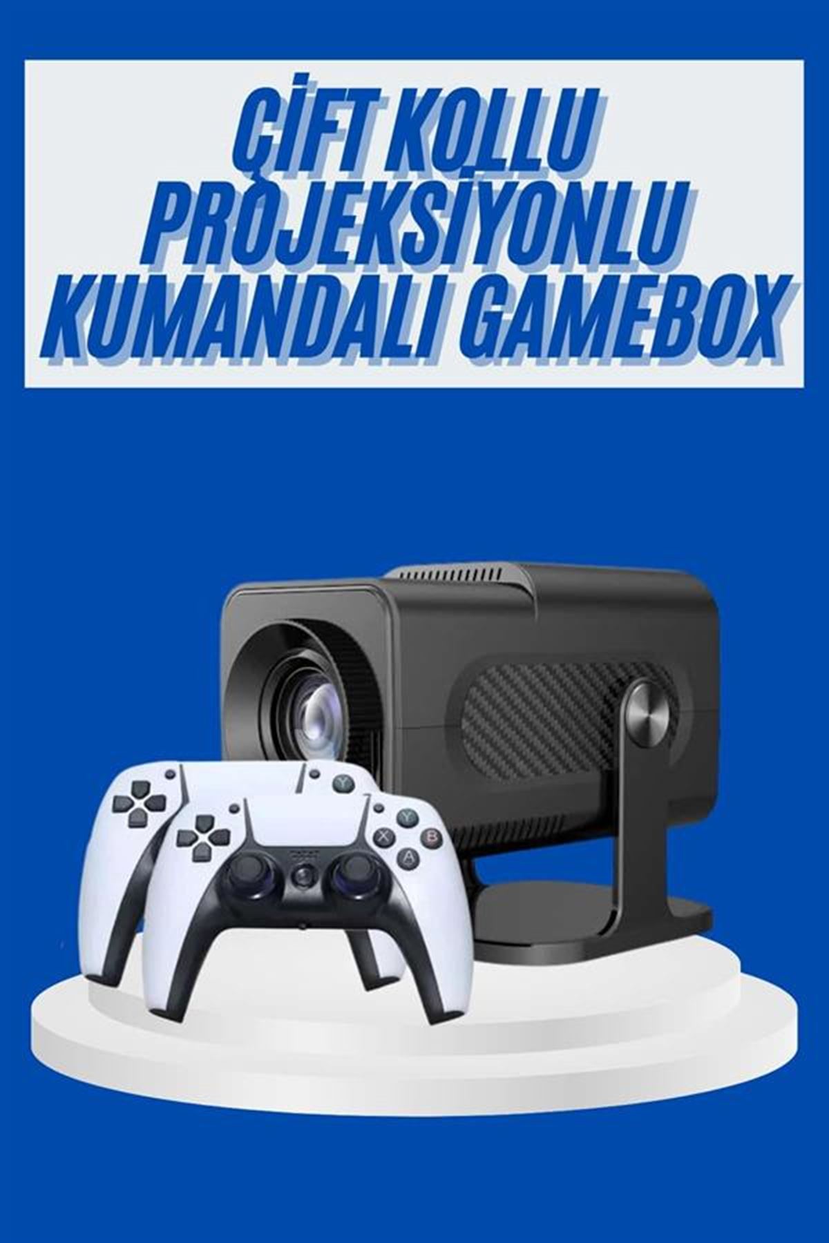 4K Android Smart Wi-fi Çift Kollu Projeksiyon Game Box Kumandalı Taşınabilir