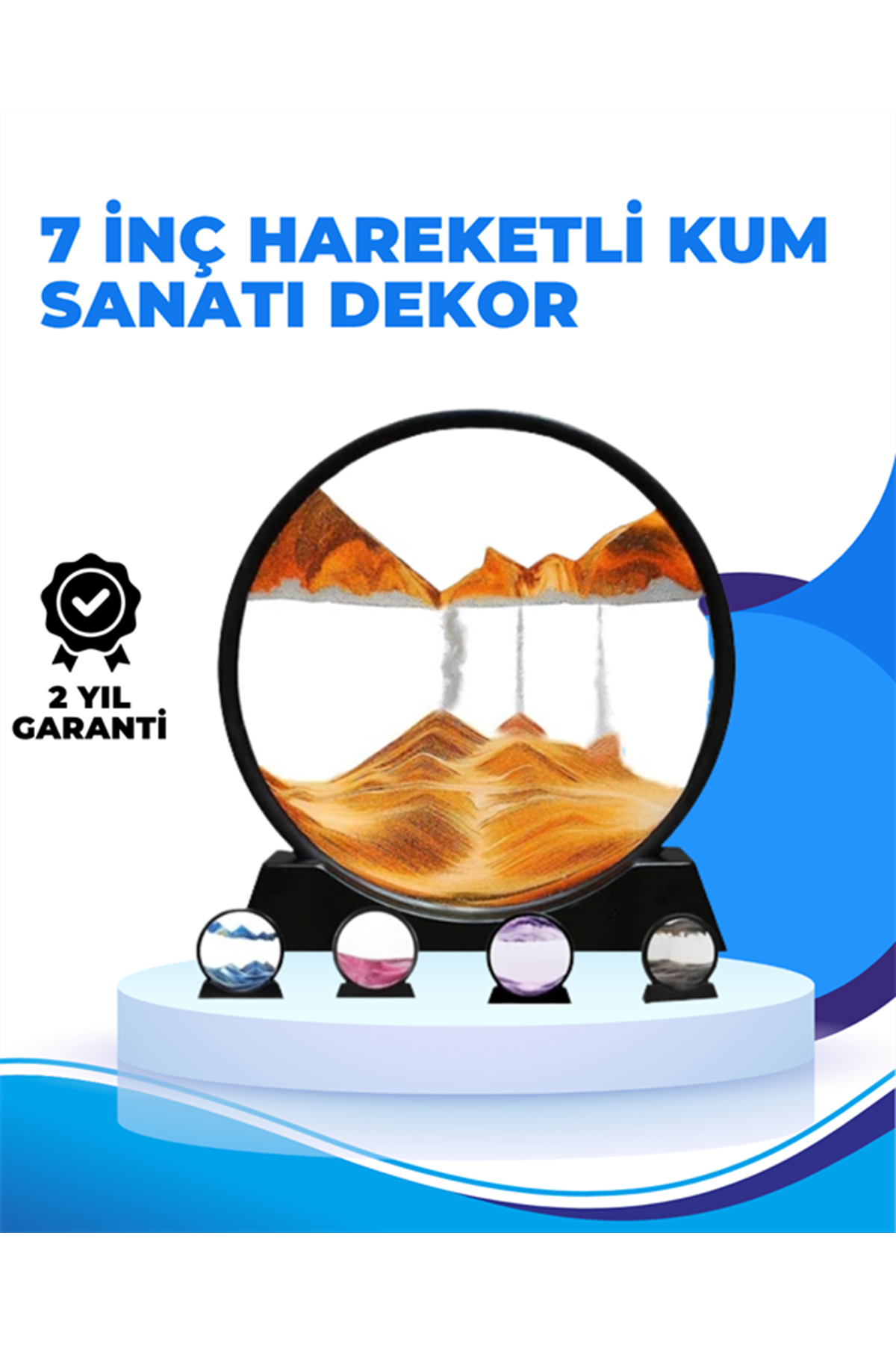 Döndürülebilir Dinamik Kum Tablosu – Stres Giderici, Yüksek Kaliteli Cam ve Doğal Kum ile Sanatsal Masa Dekoru