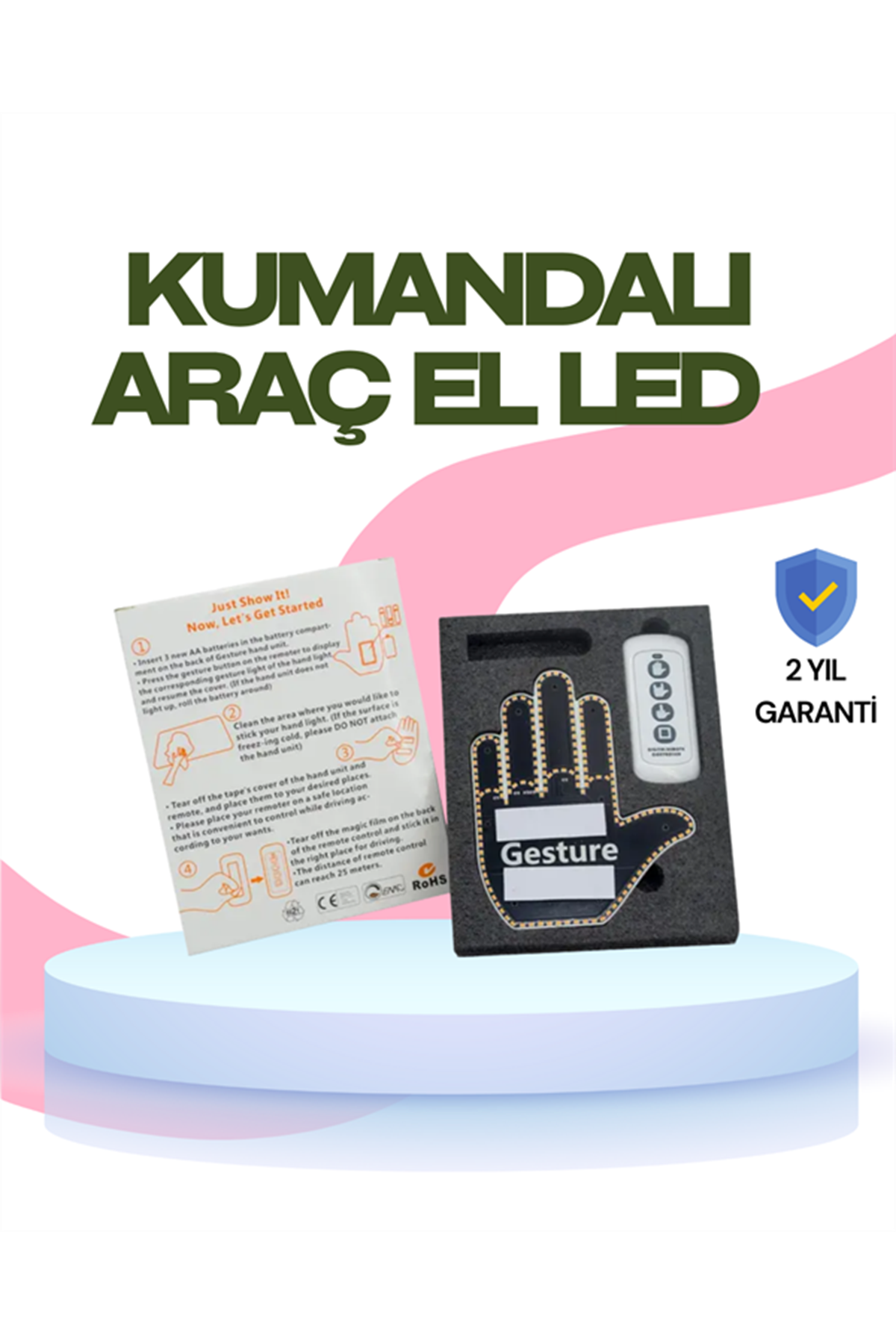 Yüksek Görünürlüklü Otomobil Jest Işığı – 3 Modlu LED Arka Cam Aksesuarı, Pratik ve Eğlenceli