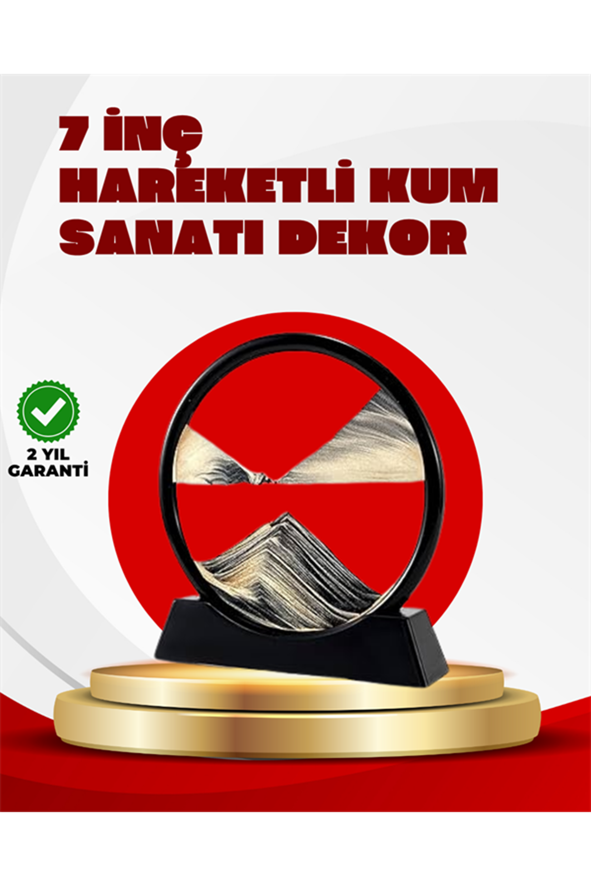 Rahatlatıcı Kum Sanatı – Yuvarlak Cam Çerçeveli Hareketli Kum Resmi, Ofis ve Ev İçin Etkileşimli Masaüstü Süs