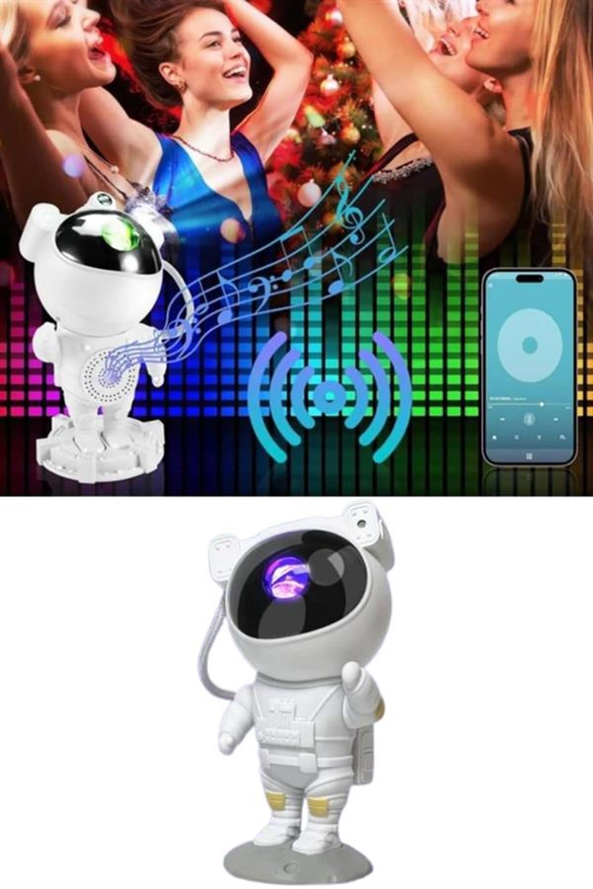Projeksiyon Astronot Lamba Speaker Sevimli Astronot Bluetooth Hoparlör