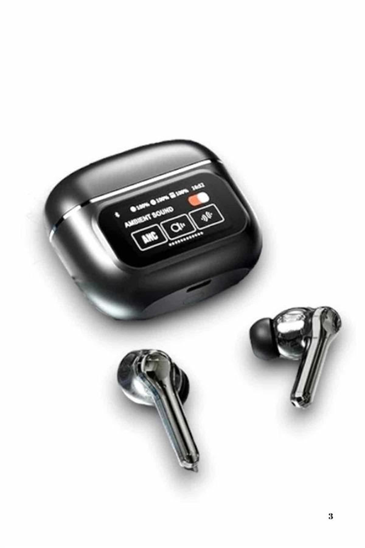 Yeni Nesil ANC Özellikli Çağrı Cevaplayan Dokunmatik Ekranlı Bluetooth Kulaklık Siyah