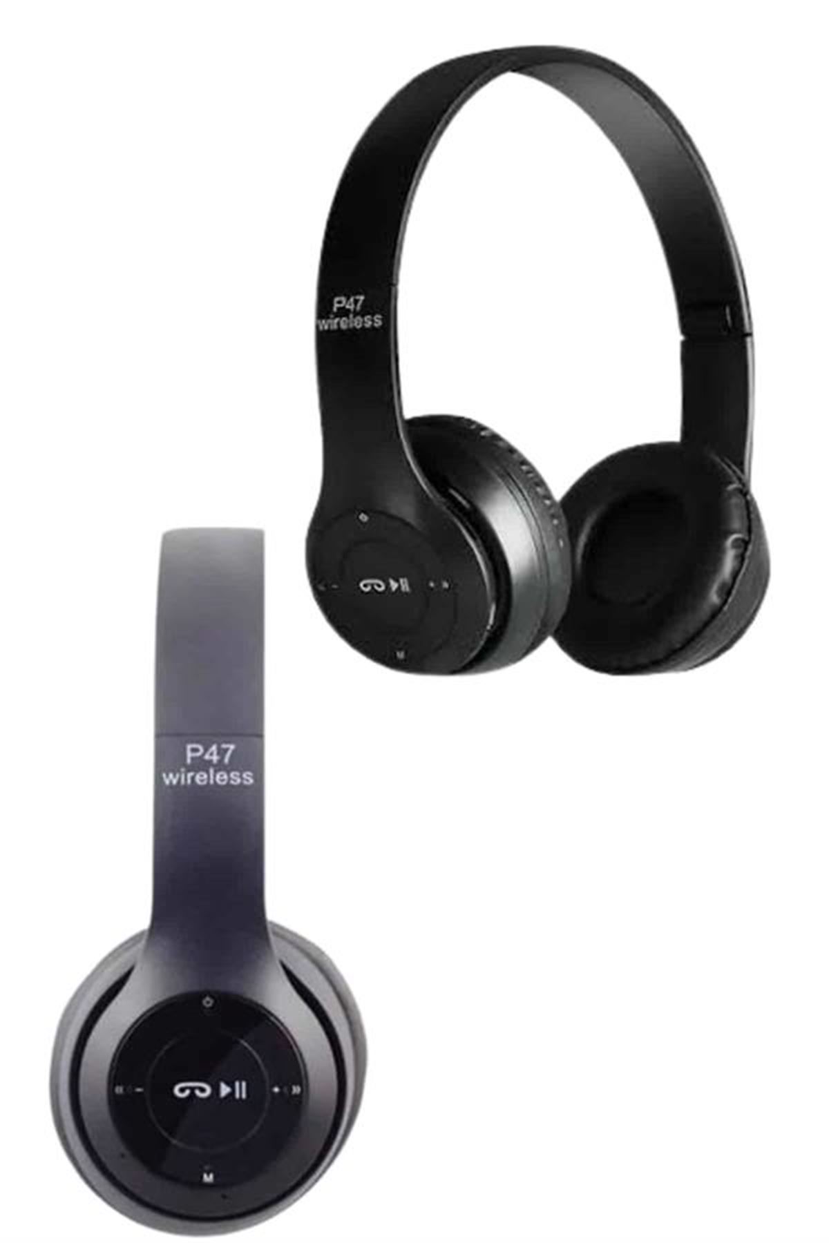 Bluetooth Kablosuz Kulaklık Siyah Wireless 5.0 Kulak Üstü Uzun Pil Ömrü