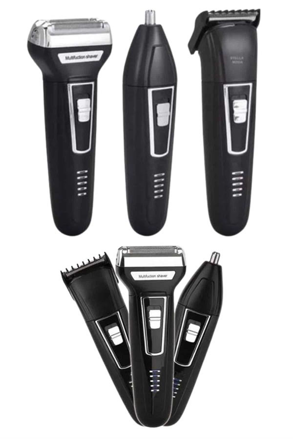 3'lü Set Saç Sakal Kesme Traş Makinesi Burun Kılı Alma Tıraş Makinesi