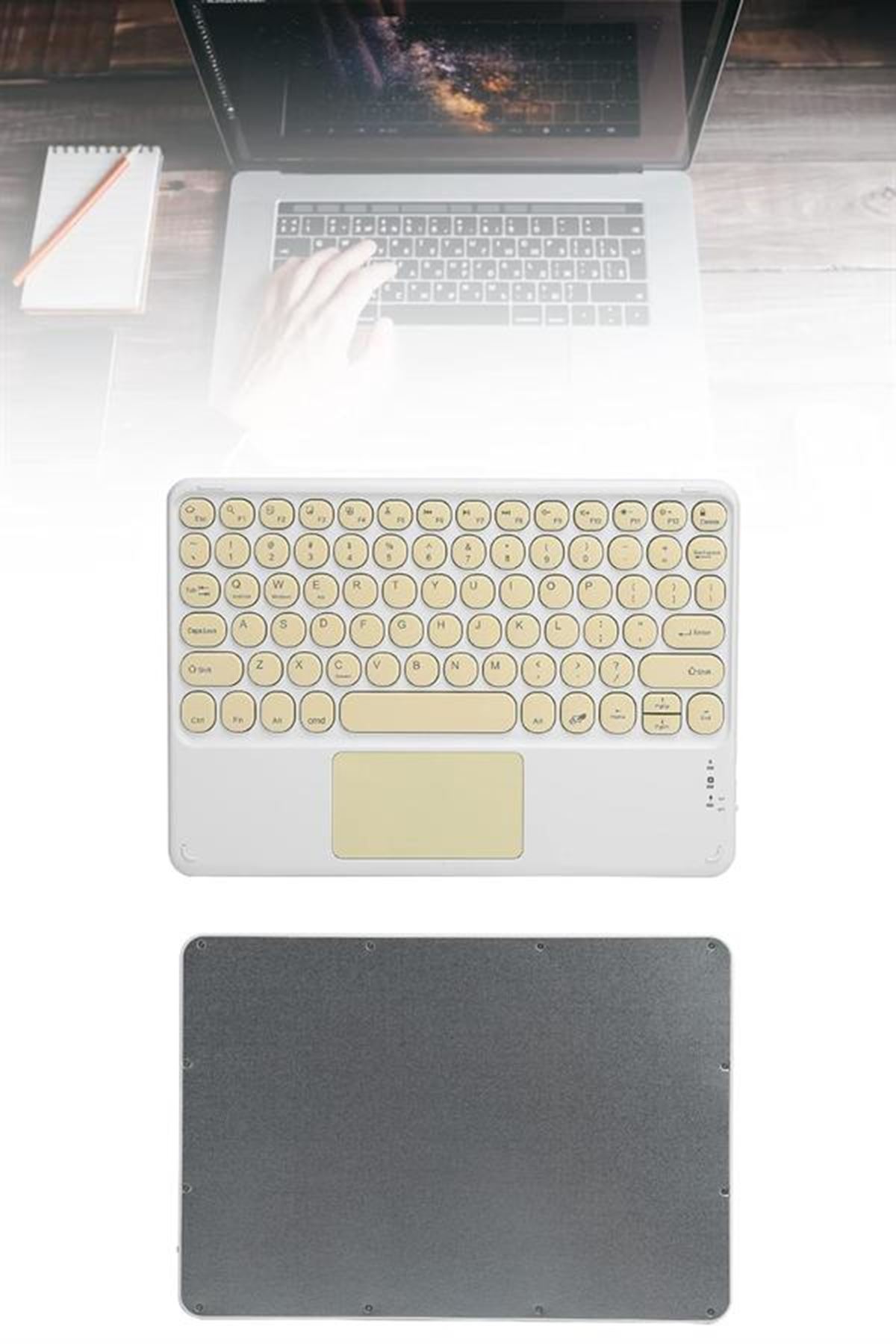 Touchpad Tüm Cihazlara Uyumlu Bluetooth Klavye Touchpad Slim Kablosuz Wifi Q Klavye