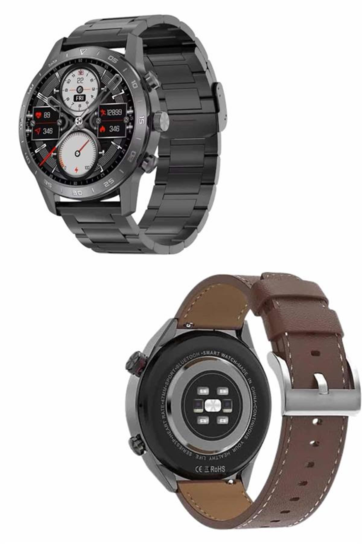 Erkeklere Özel Akıllı Saat Çelik Kordon Bluetooth Bağlantılı İOS ve Android Uyumlu