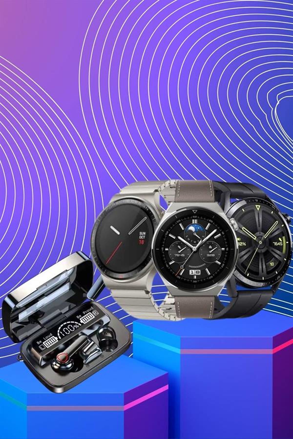Kulak İçi Kablosuz Bluetooth Kulaklık ve NFC ve GPS Özellikli Akıllı Saat Alarm ve Titreşim