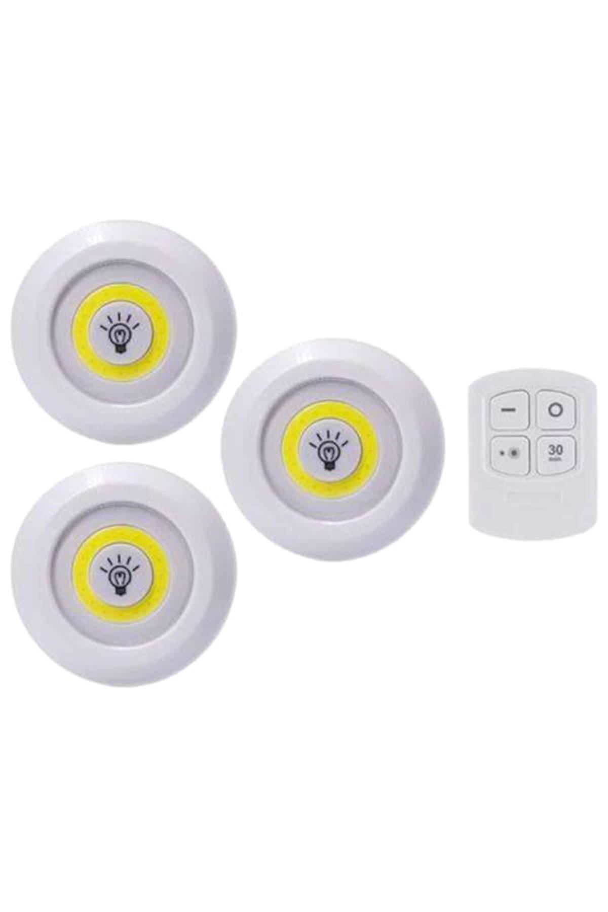 Led Lamba 3'lü Uzaktan Kumandalı Yapışkanlı