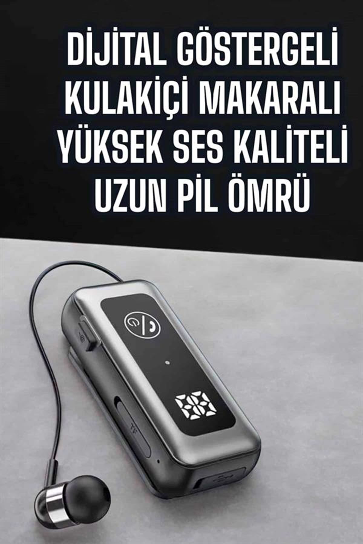 Kablolu Makaralı Bluetooth Kulaklık Uzun Pil Ömrü Dijital Göstergeli