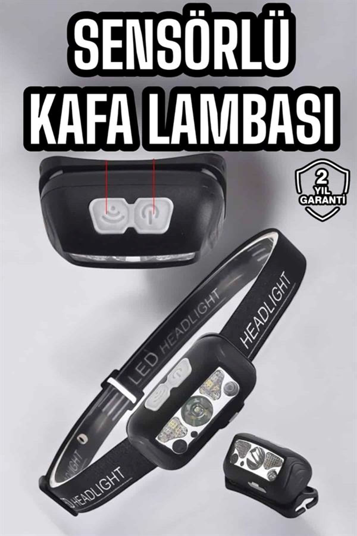 Kafa Lambası Kamp Lambası Sensörlü Şarjlı Ayarlanabilir