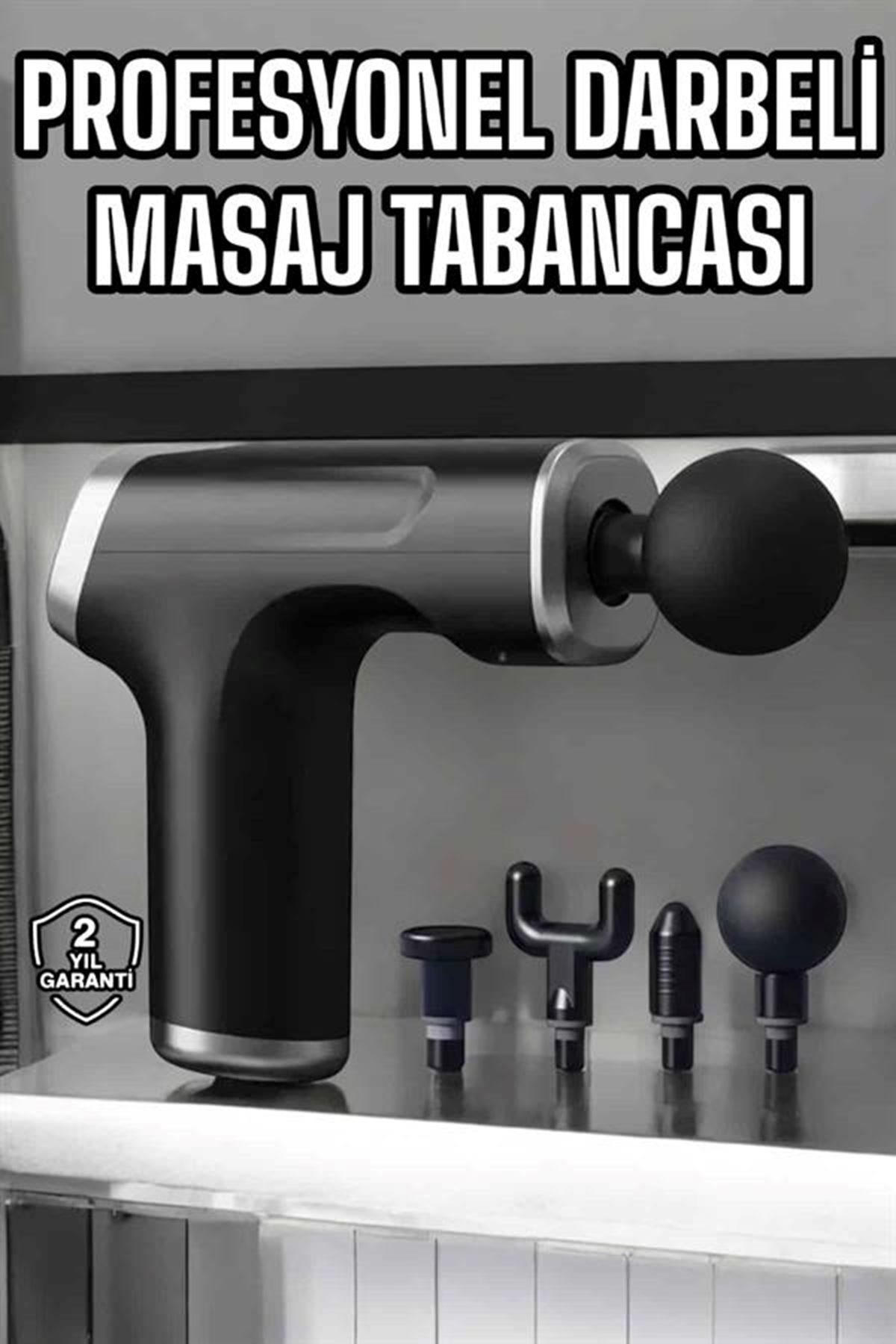 Masaj Tabancası 4 Başlıklı Kas ve Vücut Ağrıları İçin Şarjlı Darbeli