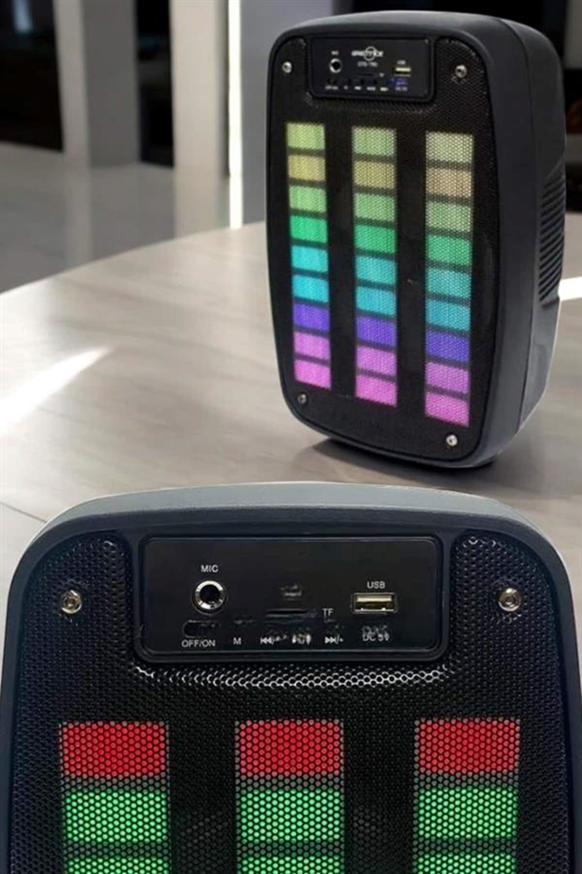 Bluetooth Hoparlör RGB Işıklı USB SD Kart Girişli Taşınabilir