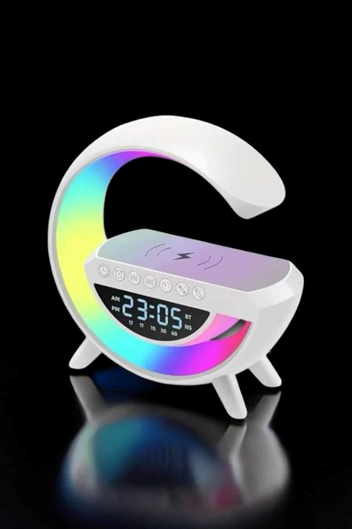 Bluetooth Hoparlör Dijital Göstergeli Wireless Şarj RGB Işıklı