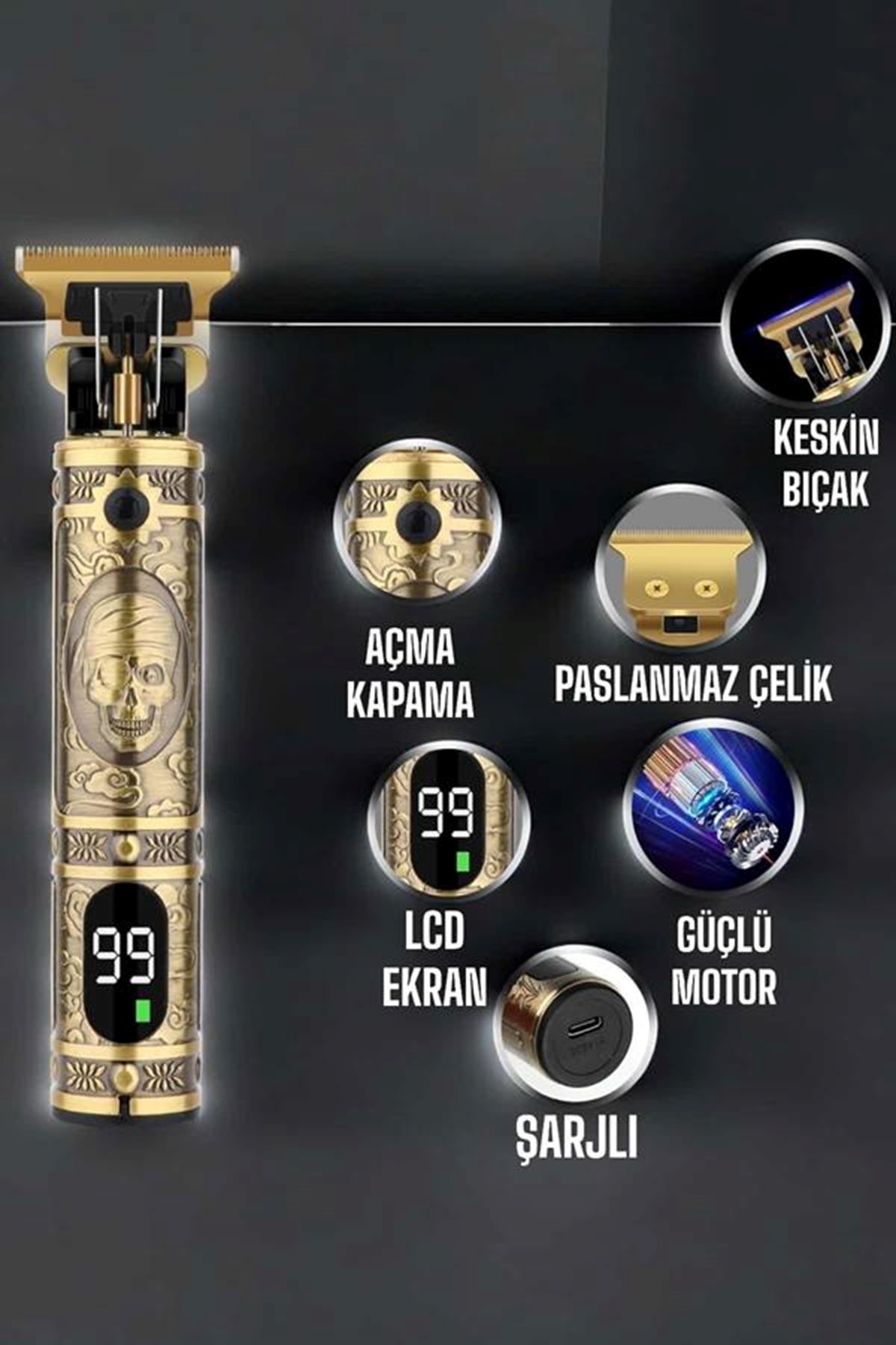 Tıraş Makinesi Çizik Tıraş Paslanmaz Çelik Uzun Ömürlü Şarjlı
