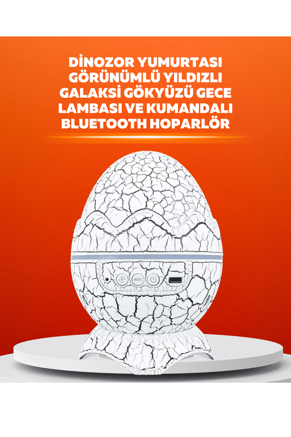 Dinozor Yumurtası Tasarımlı Projektörlü Gece Lambası