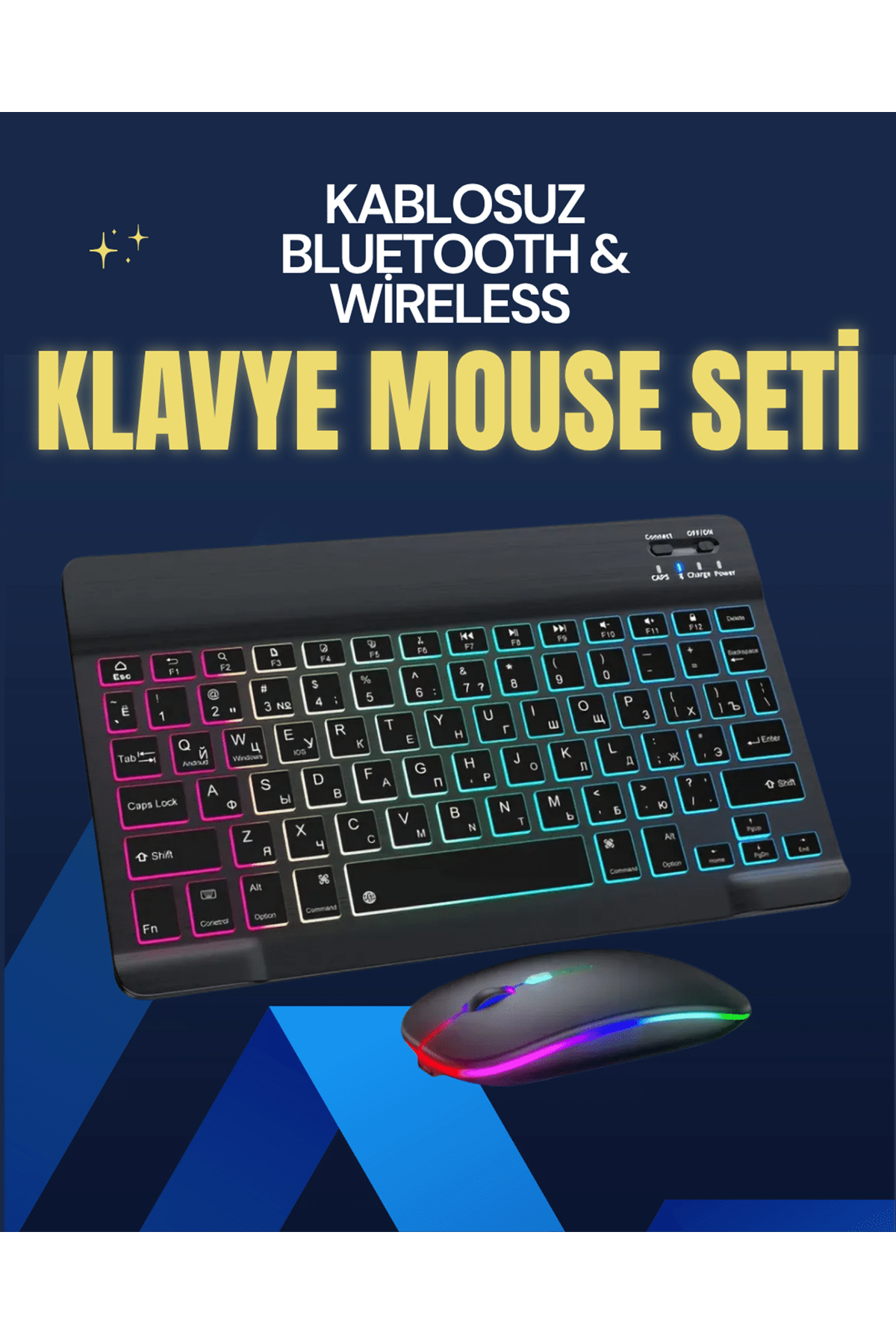 Şık ve Sessiz Tasarımlı Işıklı Klavye Mouse Seti – Şarjlı, Wireless