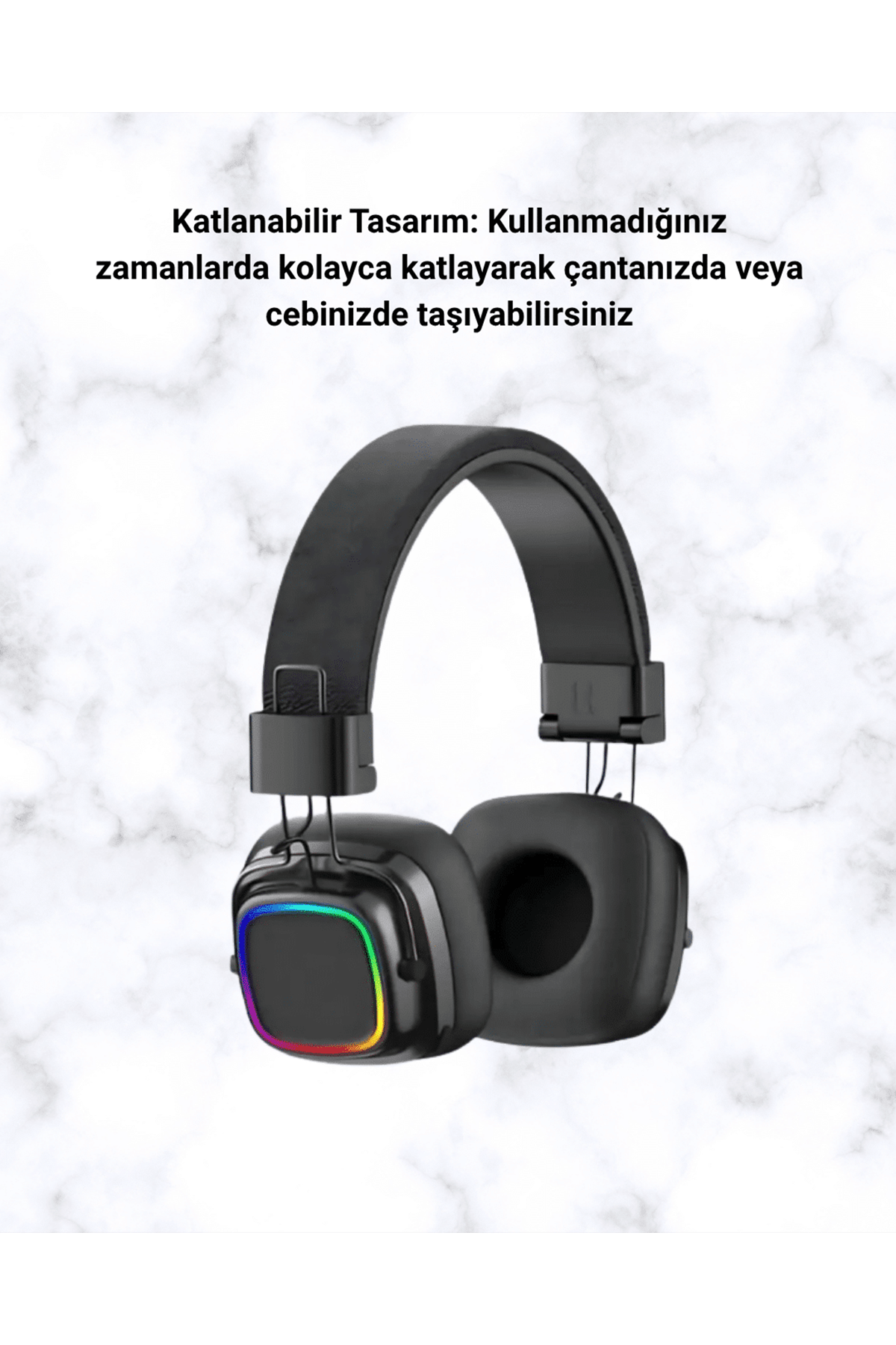 Kablosuz RGB Işıklı Katlanabilir Bluetooth Kulak Üstü Kulaklık