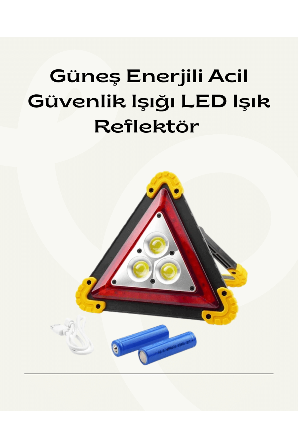 Solar Şarjlı Üçgen LED Park ve İkaz Lambası
