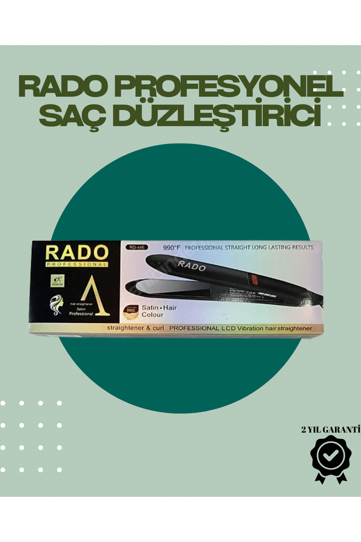 Rado RD-446 – Titanyum Seramik, 2.5 Metre Kablo, Hızlı Isınan Saç Düzleştirici
