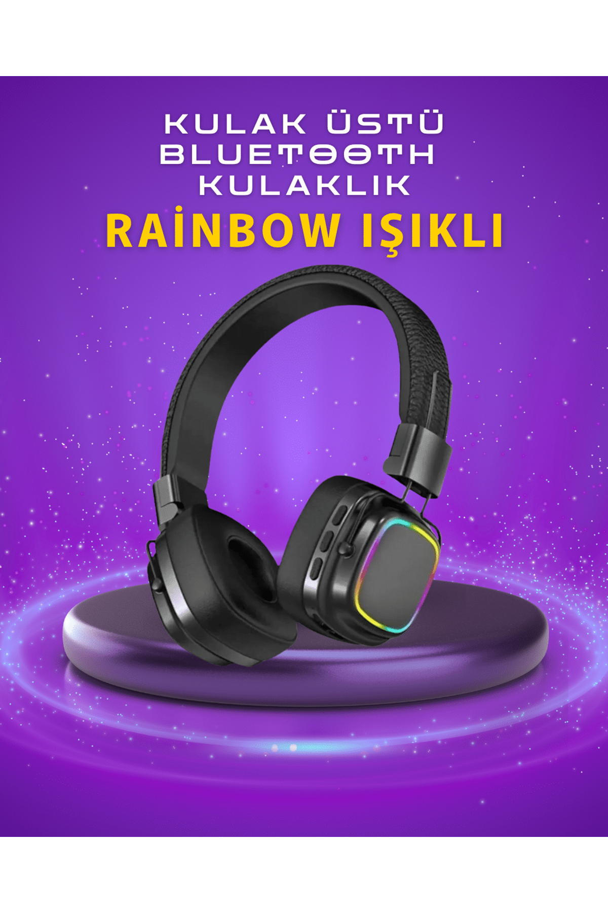 Renkli Işık Efektli Bluetooth 5.3 Müzik Kulaklığı