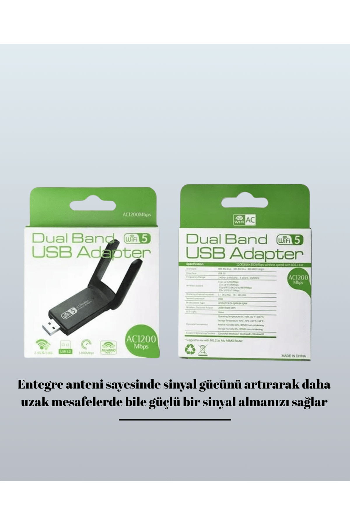 USB 3.0 Wireless Adaptör – 2.4GHz & 5GHz Destekli