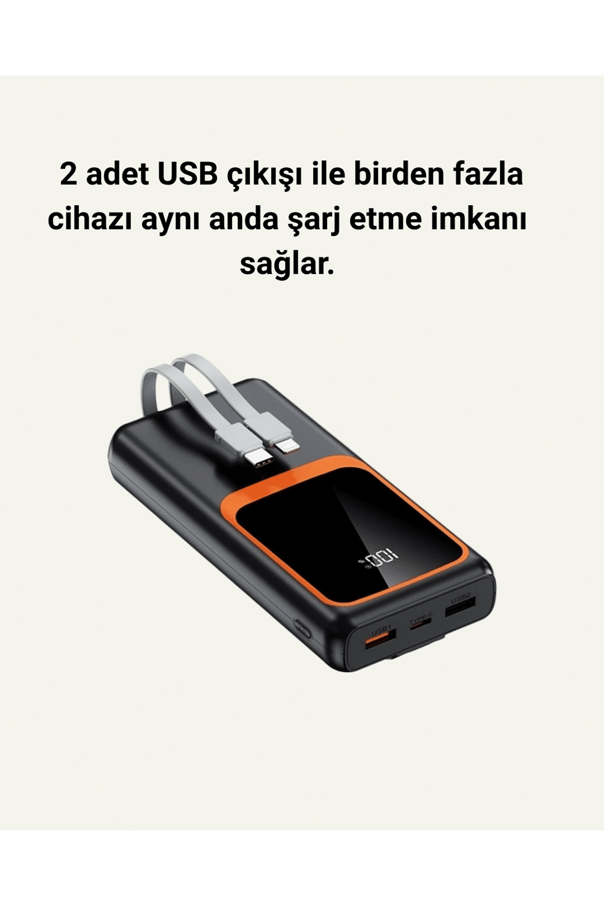 20000 mAh Taşınabilir Powerbank | Çok Kablolu, Hızlı Şarj Destekli (22.5W)