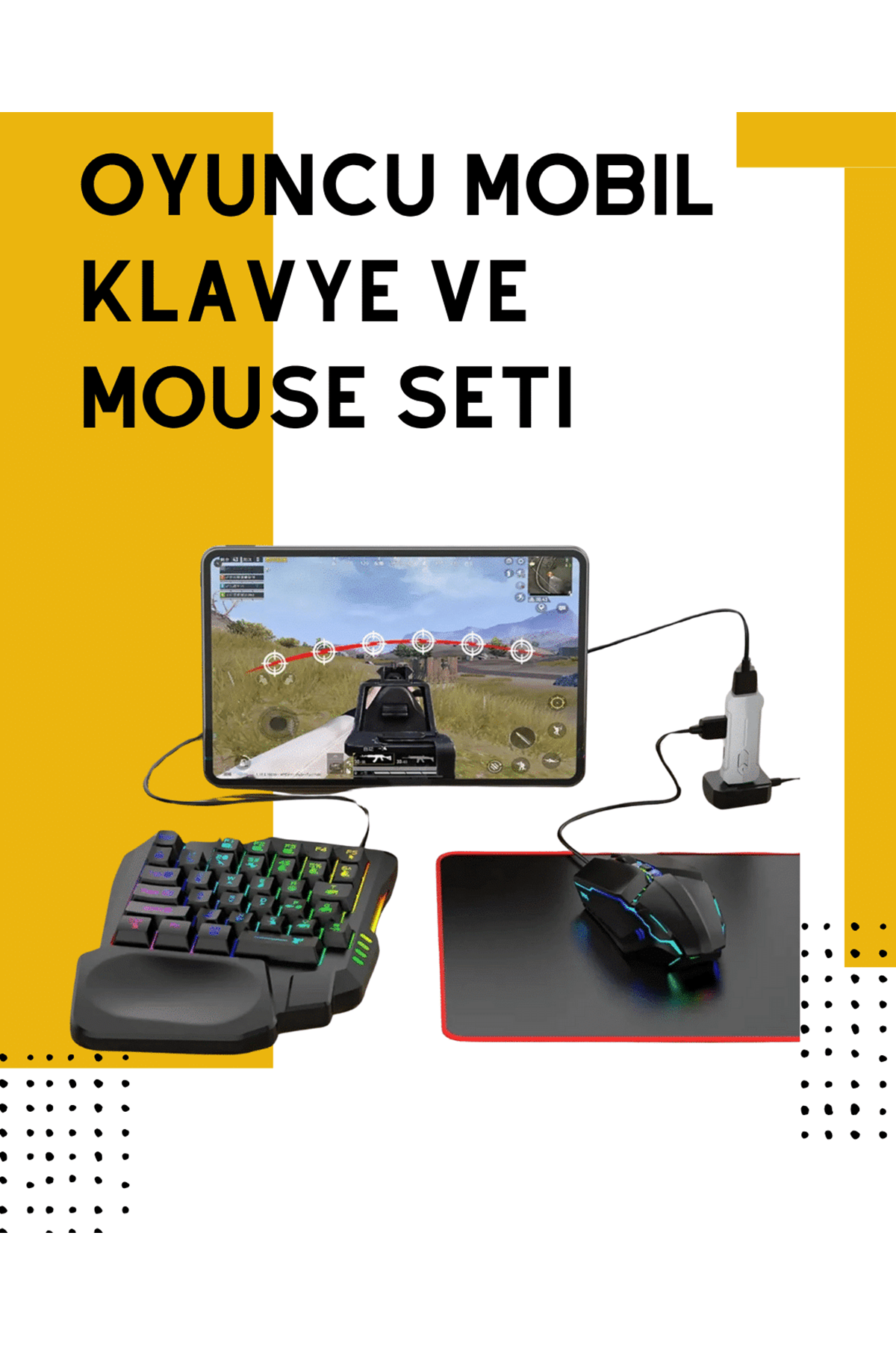Tak-Çalıştır Mobil Oyun Ekipmanları Seti – Klavye Mouse Dahil