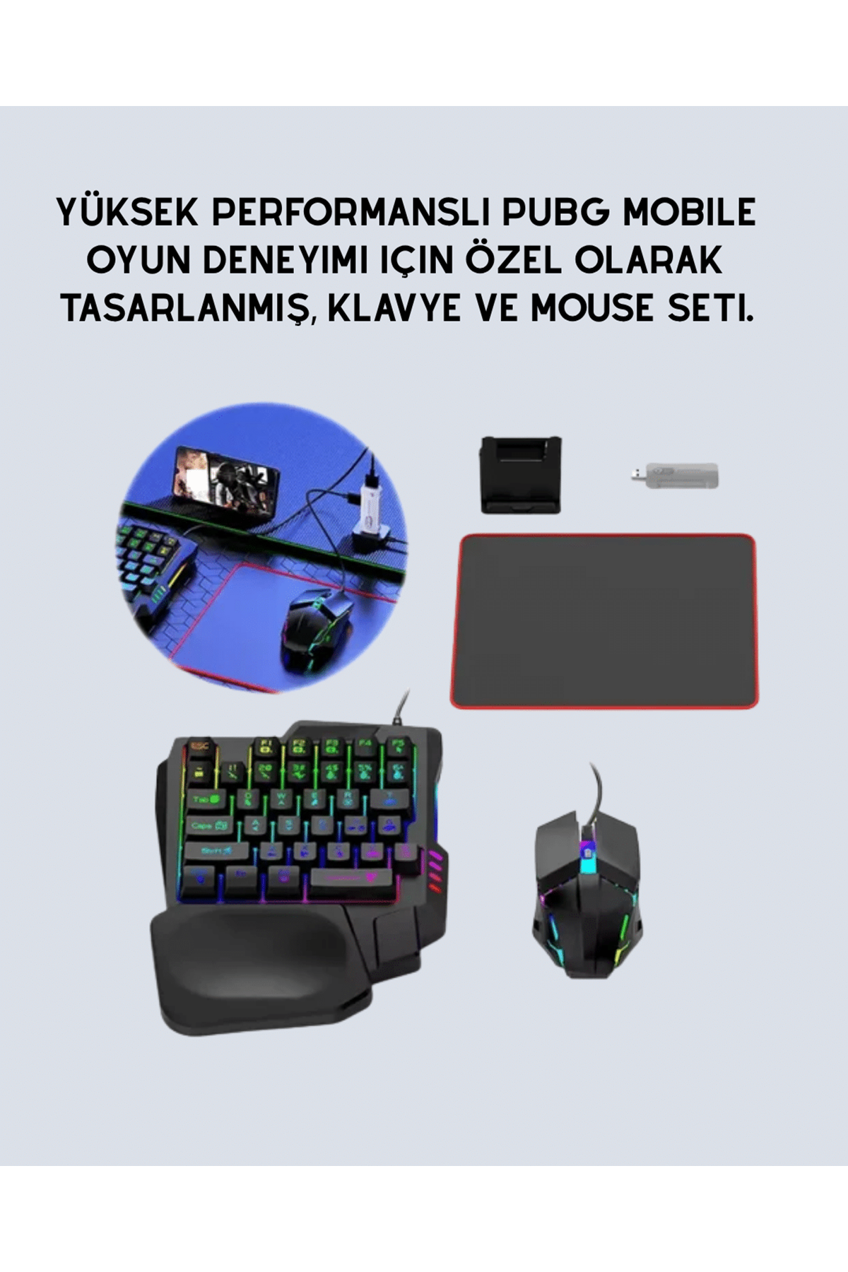 Tak-Çalıştır Mobil Oyun Ekipmanları Seti – Klavye Mouse Dahil