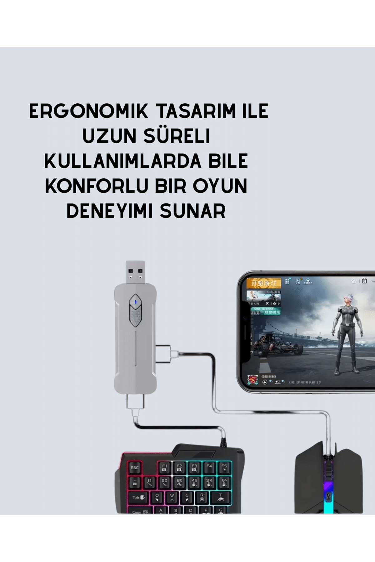 Mobil Oyunlar için Klavye, Mouse ve Dönüştürücü Seti