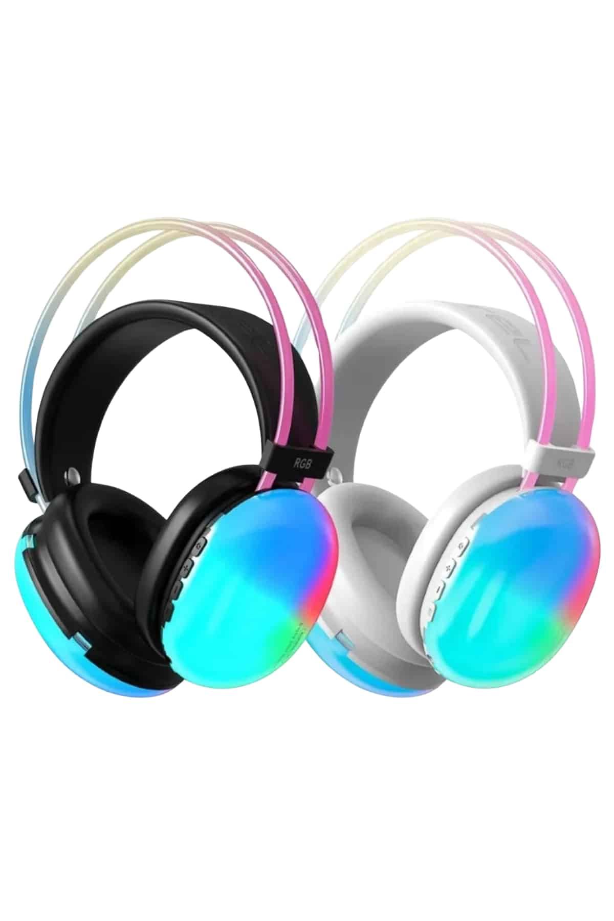 Kablosuz Bluetooth Kulaklık RGB Işıklı Kulak Üstü 5.3 Bluetooth Bağlantılı