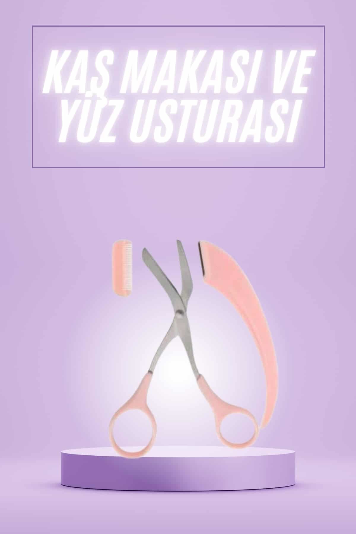 Taraklı Kaş Makası ve Ustura Seti Kaş Düzeltme Makası Kaş Bıyık Alma Aleti
