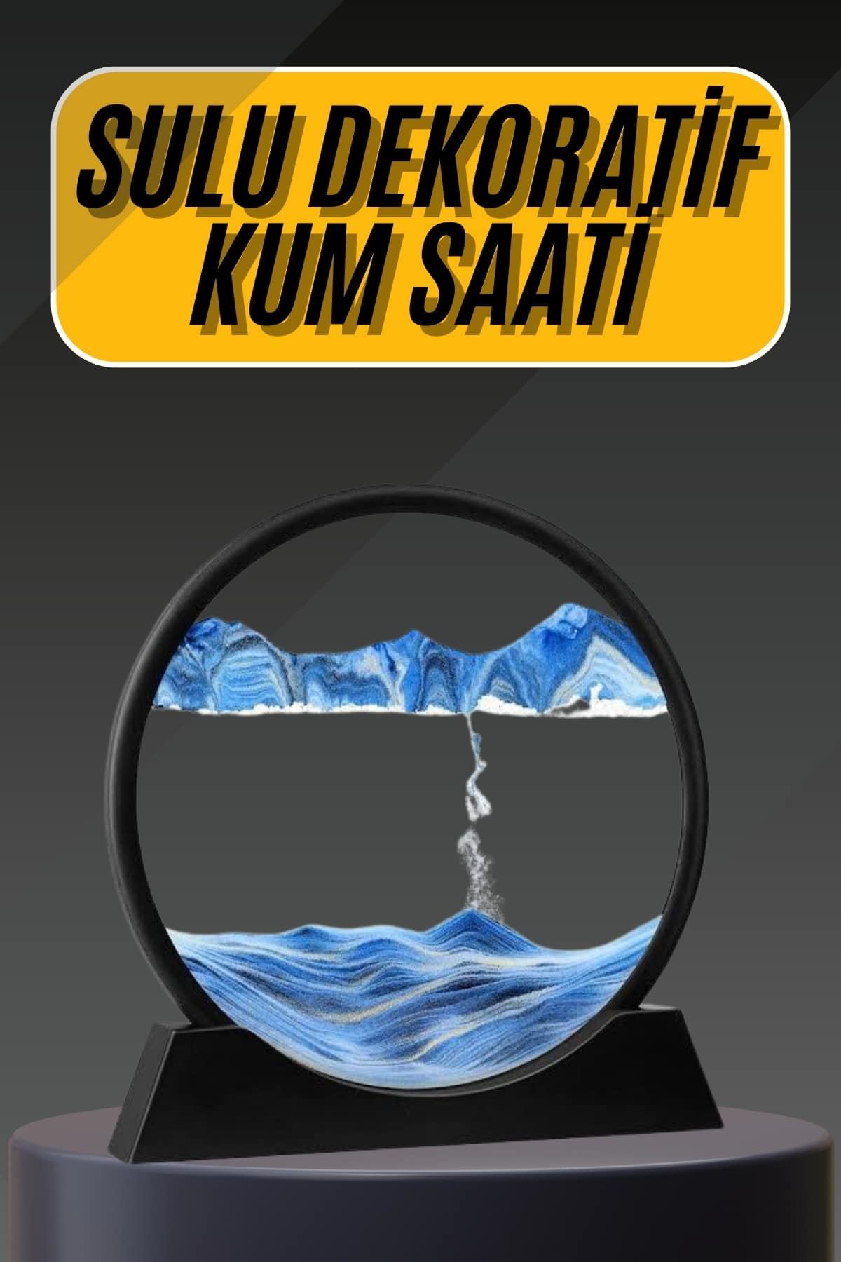 3D Led Işıklı Kum Saati Gece Lambası Hareketli Sulu Kum Saati Dekoratif
