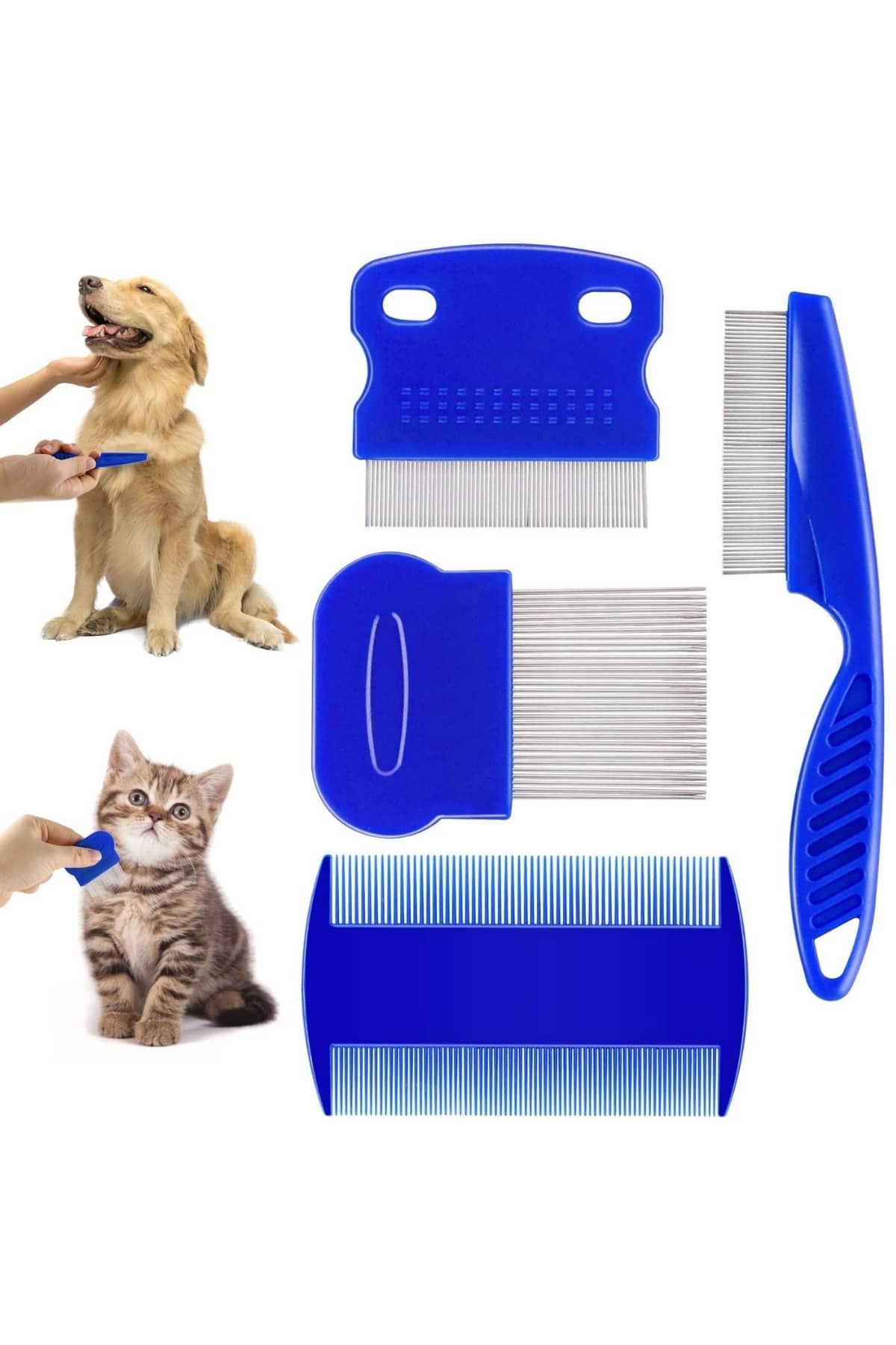 4'lü Bit Evcil Hayvan Tarak Seti Kedi Köpek Bit Tarak Seti Pire Tarağı