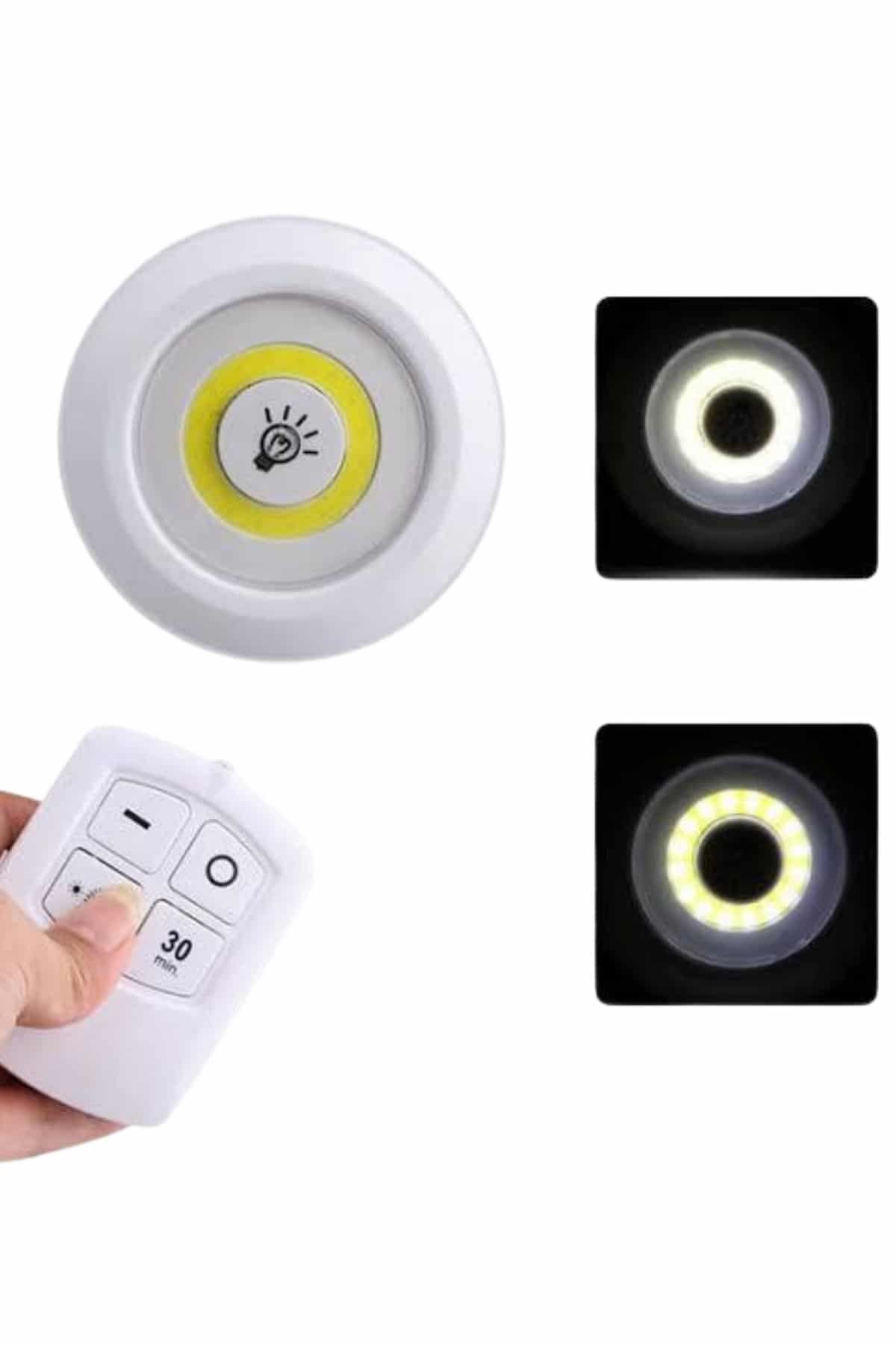 Dolap Işığı Mutfak Rafı Işığı Uzaktan Kumandalı 3 Lü Spot Led Lamba