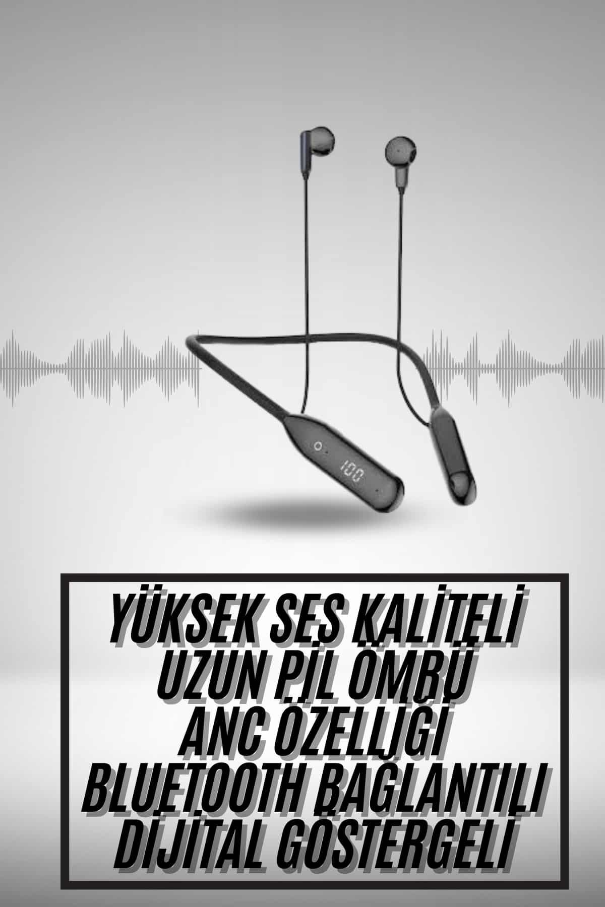 100 Saat Kablolu Boyun Askılı Dijital Göstergeli Bluetooth Kulaklık