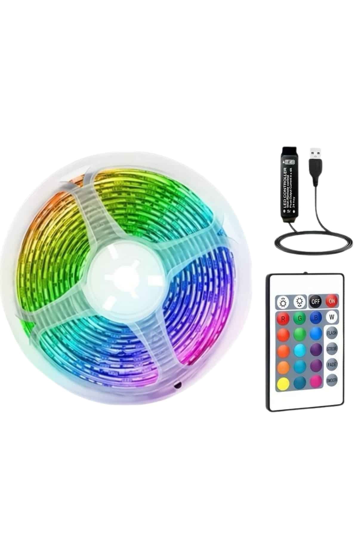 RGB Şerit Led 10 Metre Led Işık Kumanda ile Kontrol RGB