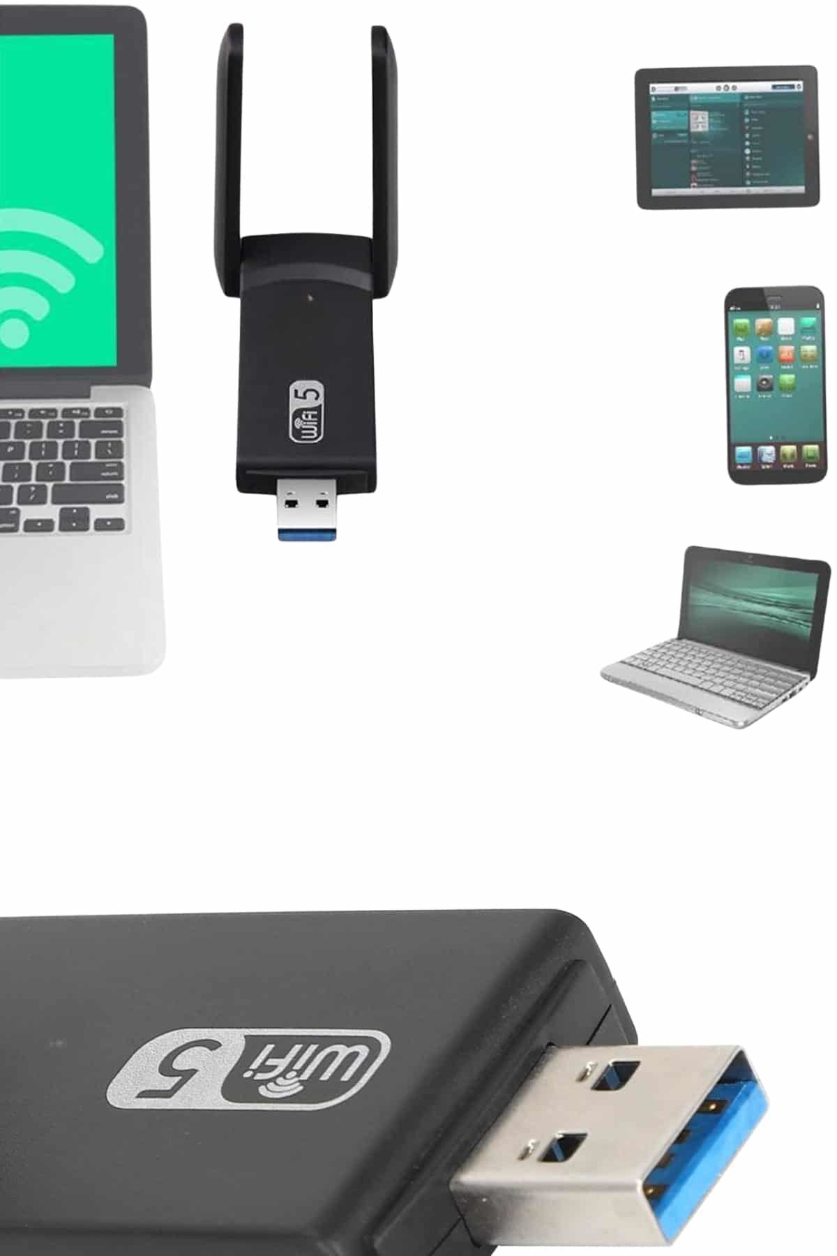 Mbps Wifi Alıcı Kablosuz Wifi Adaptörü Çift Band Çift Antenli
