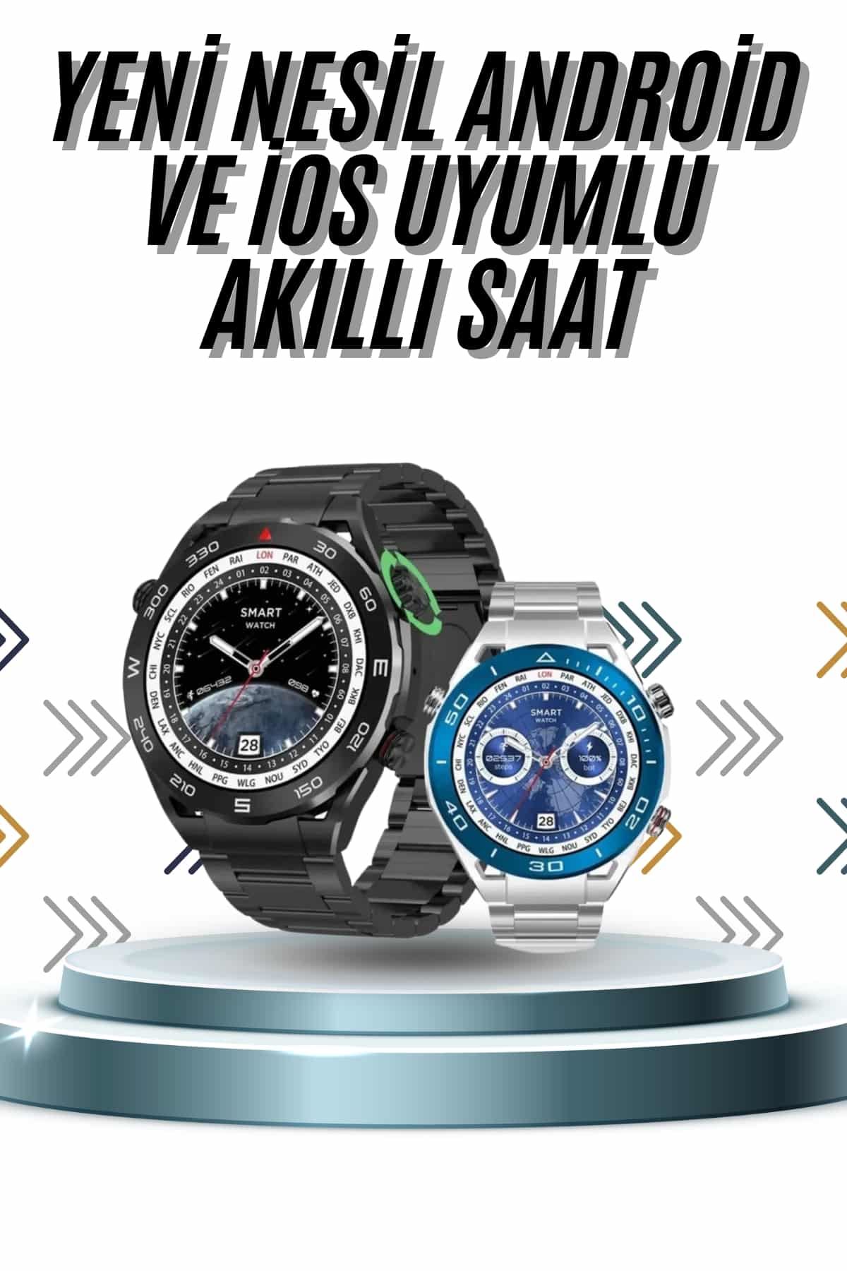 Akıllı Saat 1.62 İnç Ultimate Nabız Sensörlü Sesli Görüşme Yapabilen
