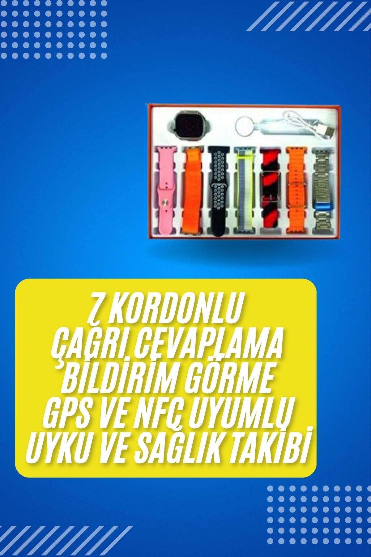 Akıllı Saat Çağrı Cevaplayabilen Unısex 7 Kordonlu Müzik Dinleme