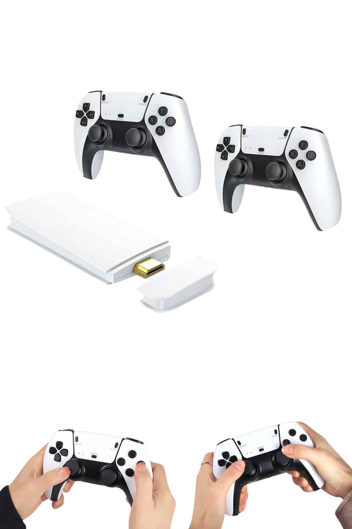 Çift Oyun Kollu 4K HD Ekran Nostaljik 20.000 Oyunlu Beyaz Game Stick