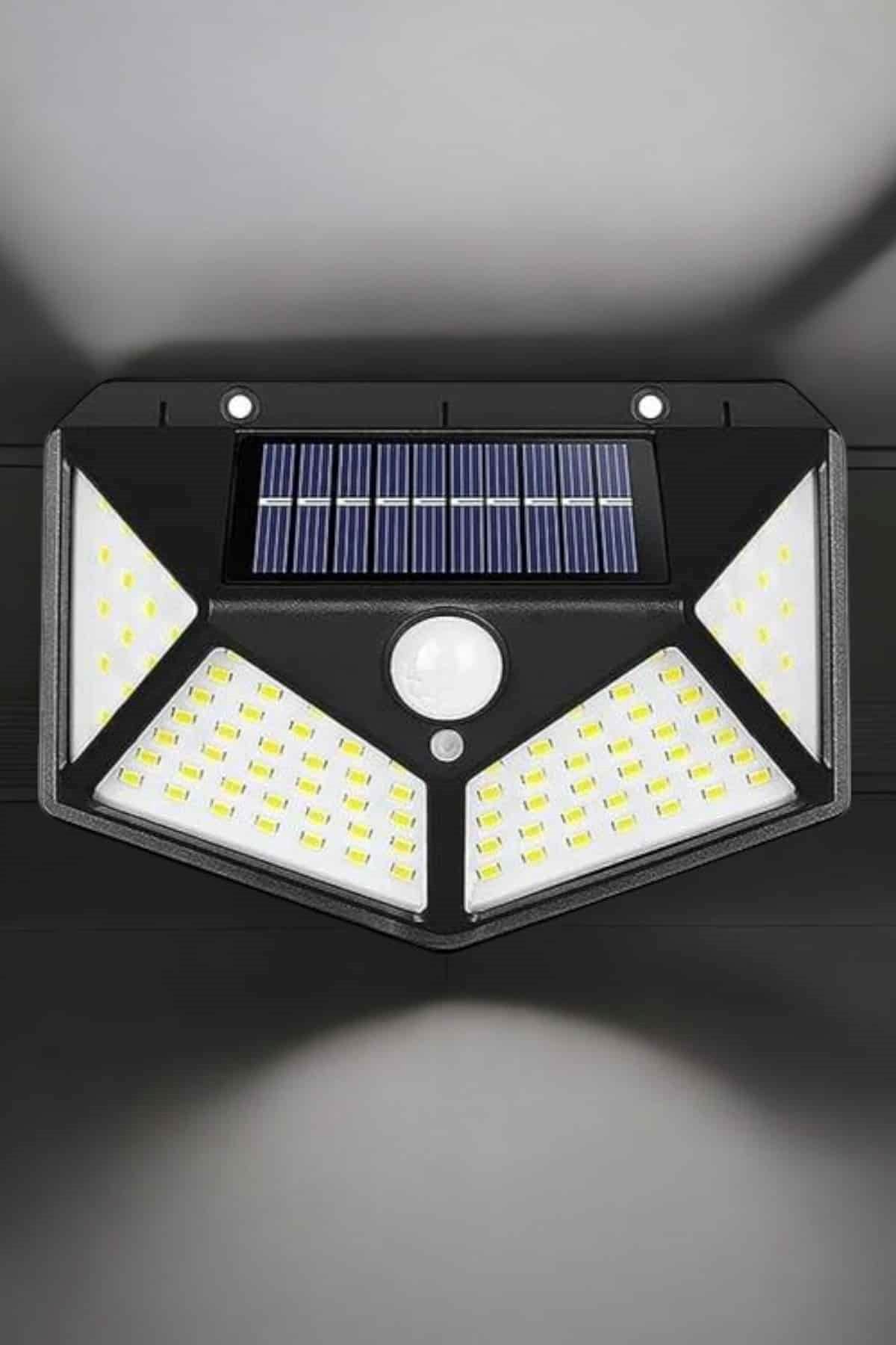 Güneş Enerjili Bahçe Aydınlatma Lambası Solar 100 Led Lamba