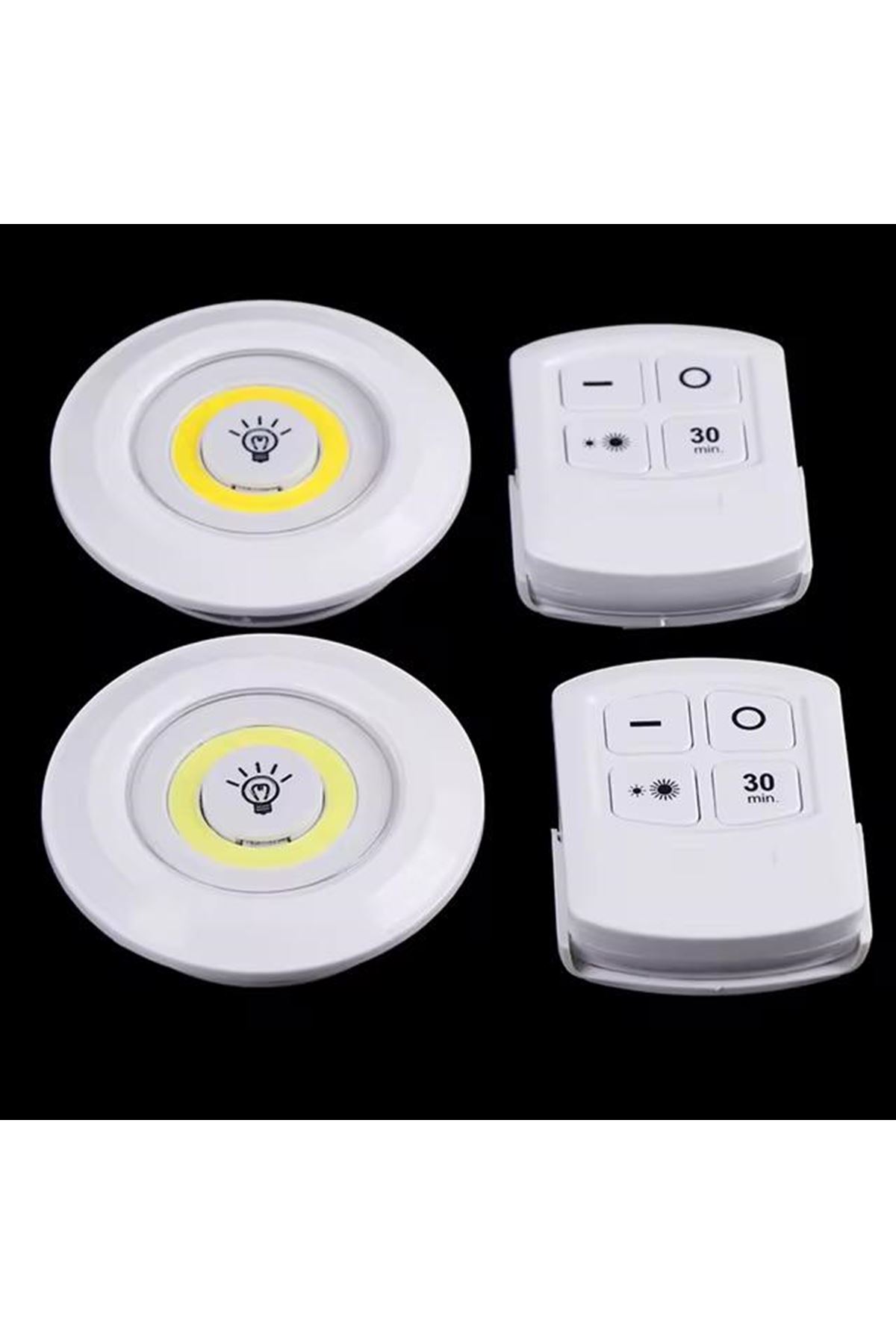 Led Lamba 3'lü Uzaktan Kumandalı Yapışkanlı Beyaz Işık
