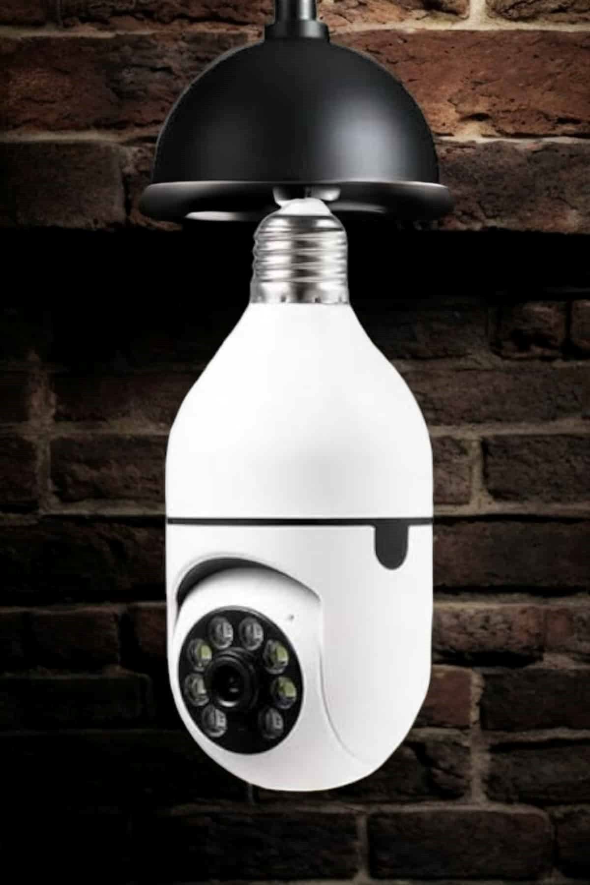 Wifi Kamera Duylu Ampul Görünümlü 360 Derece Dönebilen Ev Kamerası