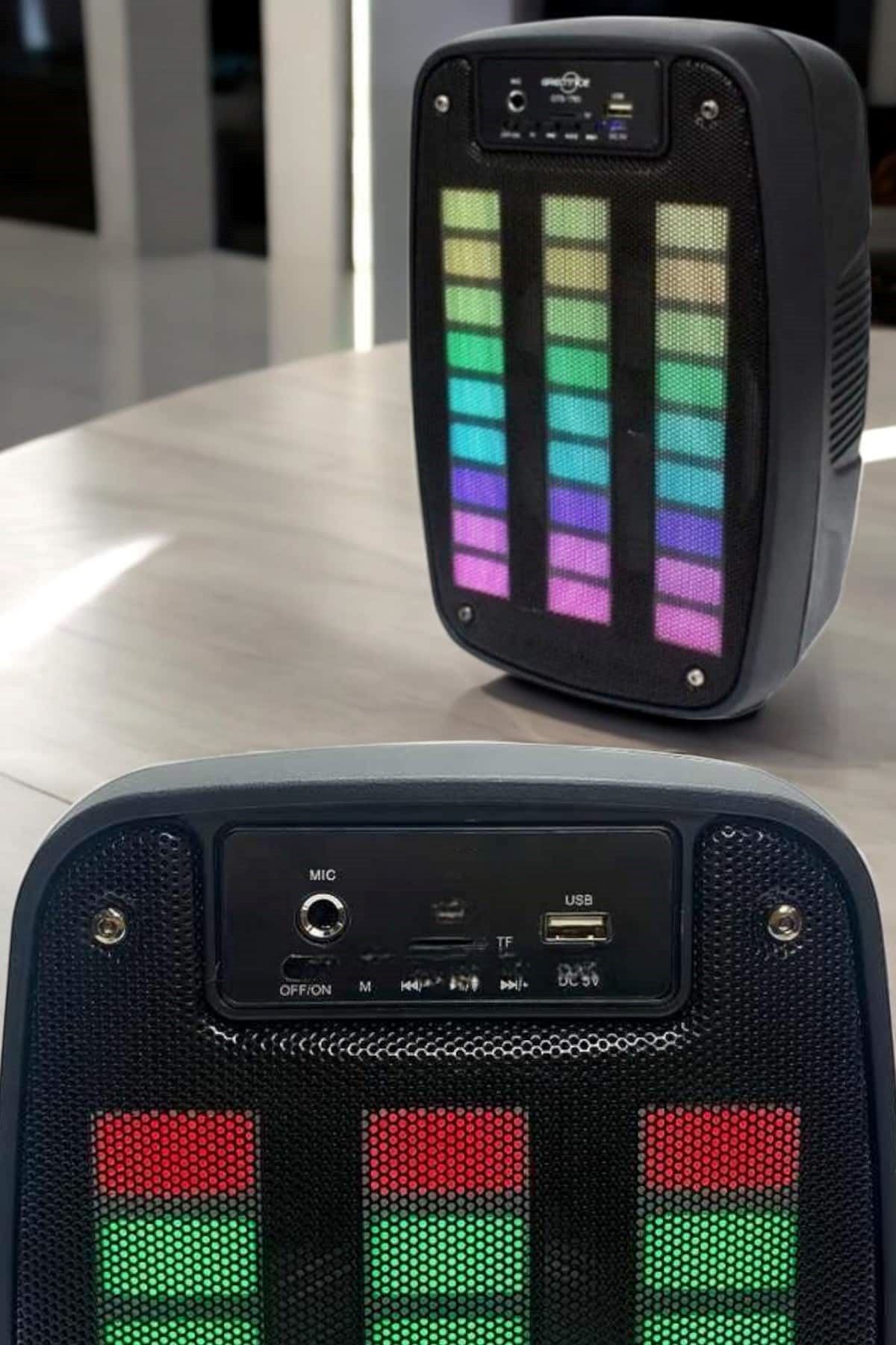 Bluetooth Hoparlör RGB Işıklı USB SD Kart Girişli Taşınabilir