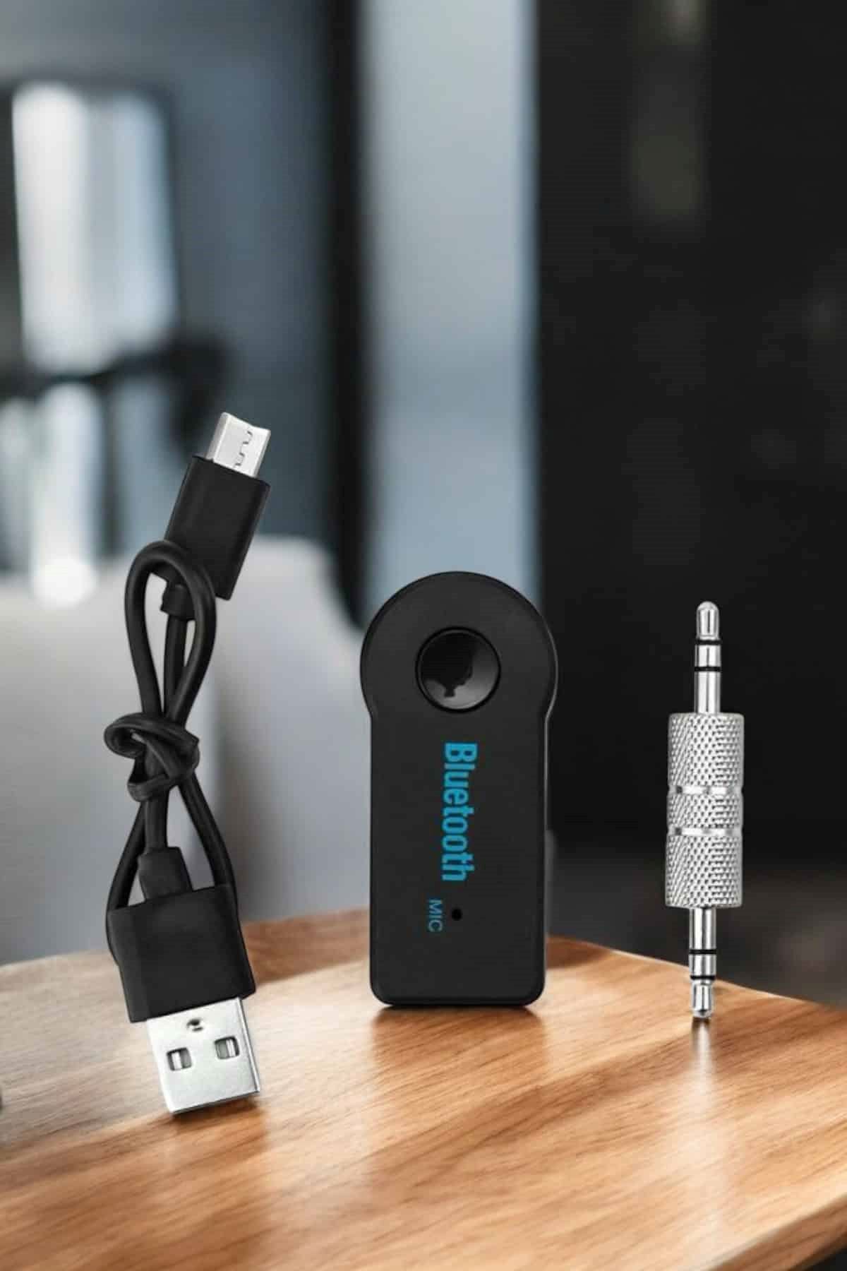 Kablosuz Bluetooth Aux Araç Kiti Siyah Hafıza Kartlı