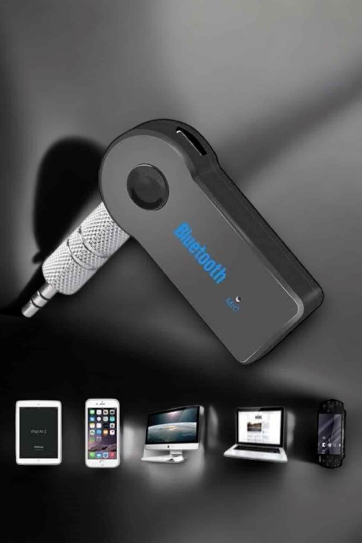 Kablosuz Bluetooth Aux Araç Kiti Siyah Hafıza Kartlı