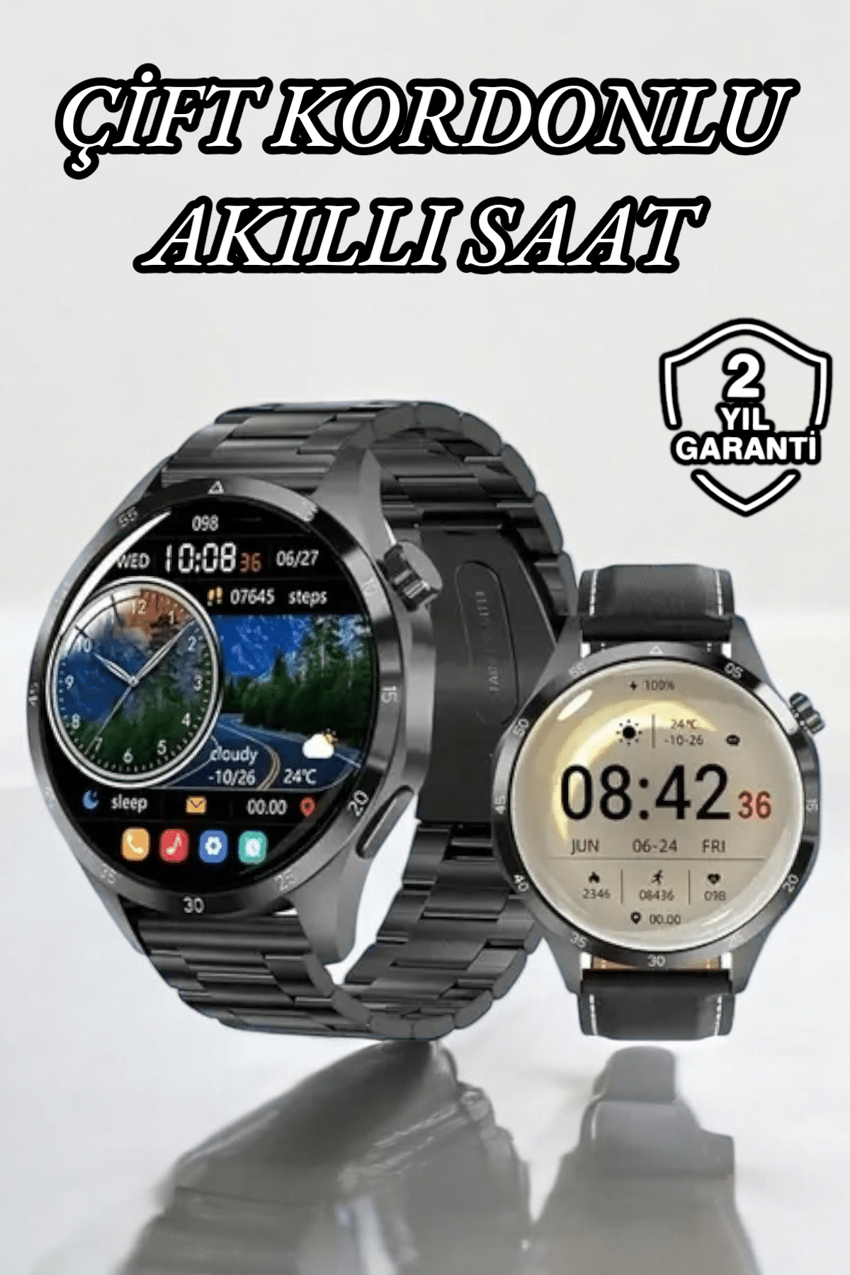 Çift Kordonlu Yüksek Çözünürlüklü Akıllı Saat Uyku İzleyici & Spor Modları